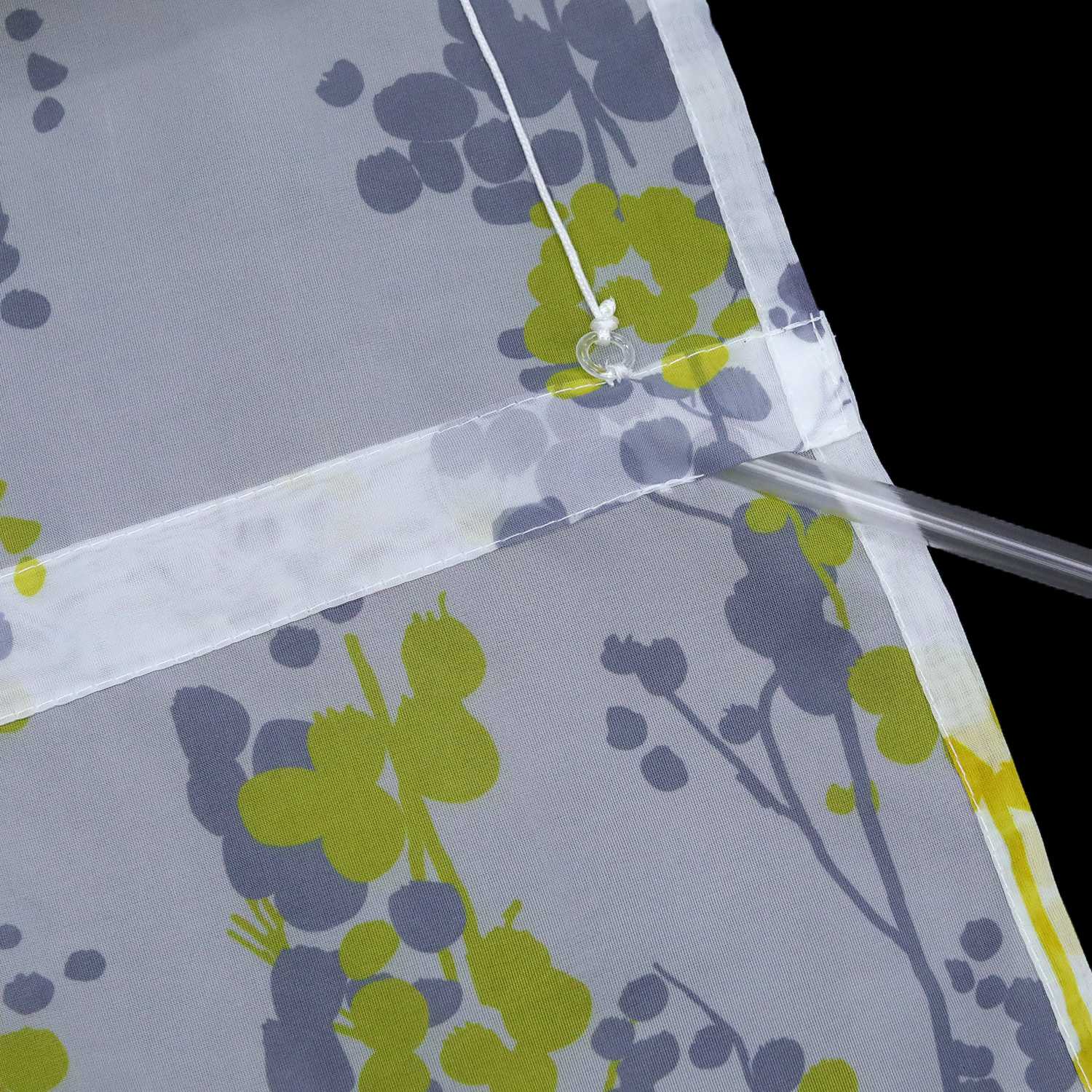 Raffrollo mit Schlaufen Halbtransparent Voile Raffgardine mit Blaubeermuster Modern Küche Gardinen