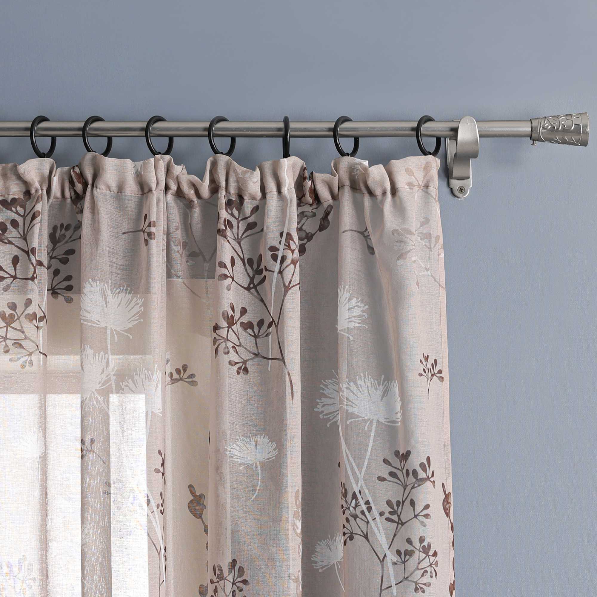 Transparente Vorhang aus Polyester durch Kräuselband mit Unregelmäßigen botanischen Mustern 1 stück