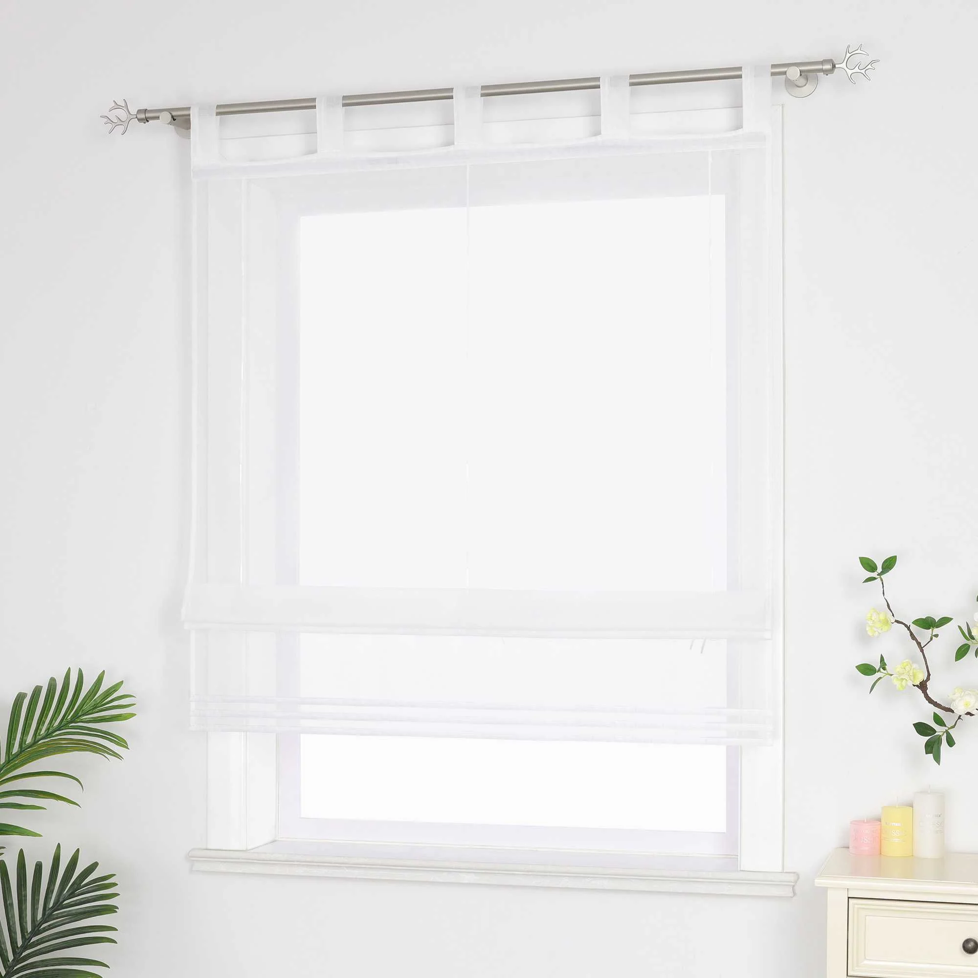 Rollo aus Polyester unifarbe halbtransparent Minimalistische Vorhänge 1 stück