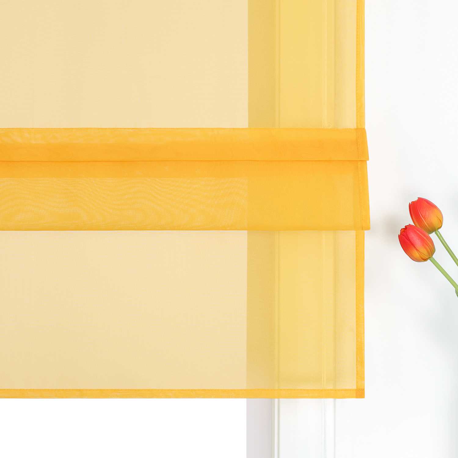 Raffrollo Voile Raffgardinen durch Tunnelzug Bändchenrollo Küche Gardinen Transparent Uni 1 Stück