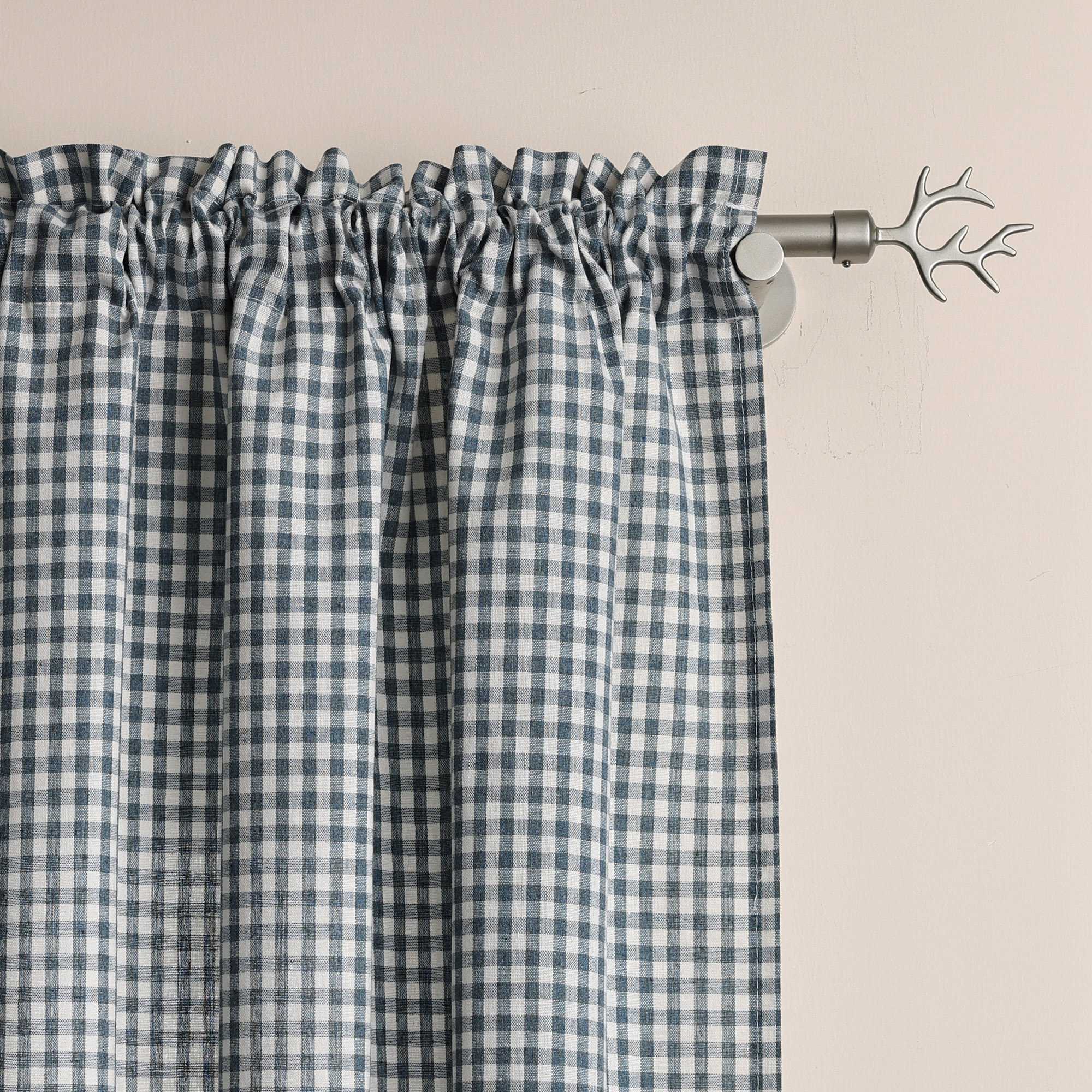 Kurzgardinen im Volant-Stil mit Karomuster 2er Set