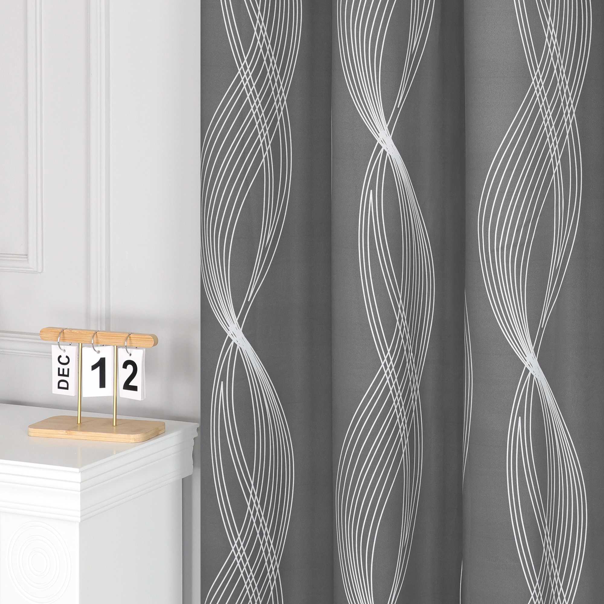 Verdunkelungsvorhänge Ösenschal Blickdichte Gardinen Modern Thermovorhang Wohnzimmer mit Wasserwellenmuster 1 Stück