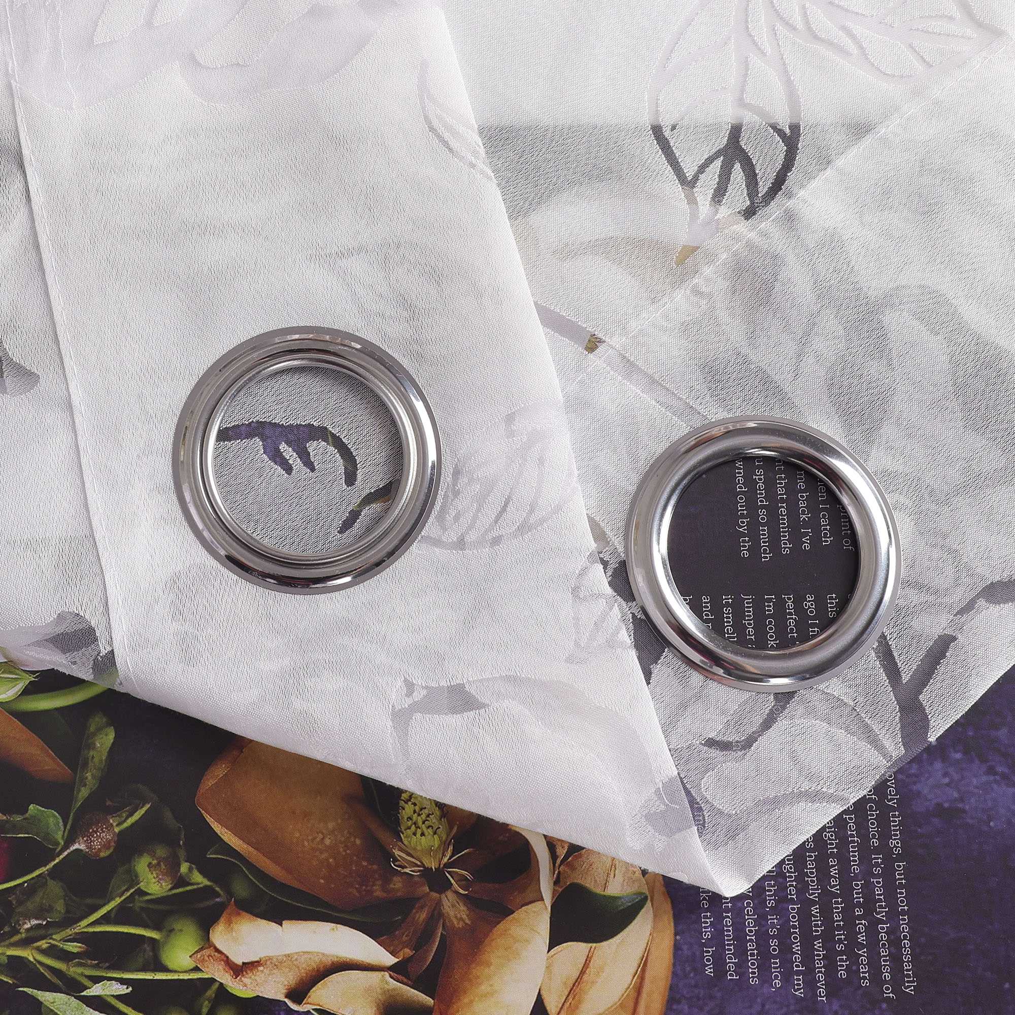 Vorhang mit Ösen Voile Gardine mit Rosenmuster Ösenschal transparent Schlafzimmer Wohnzimmer 1 Stück