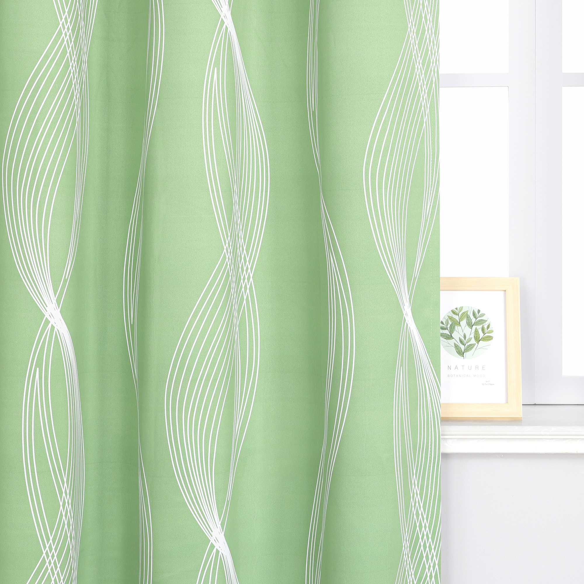 Verdunkelungsvorhänge Ösenschal Blickdichte Gardinen Modern Thermovorhang Wohnzimmer mit Wasserwellenmuster 1 Stück