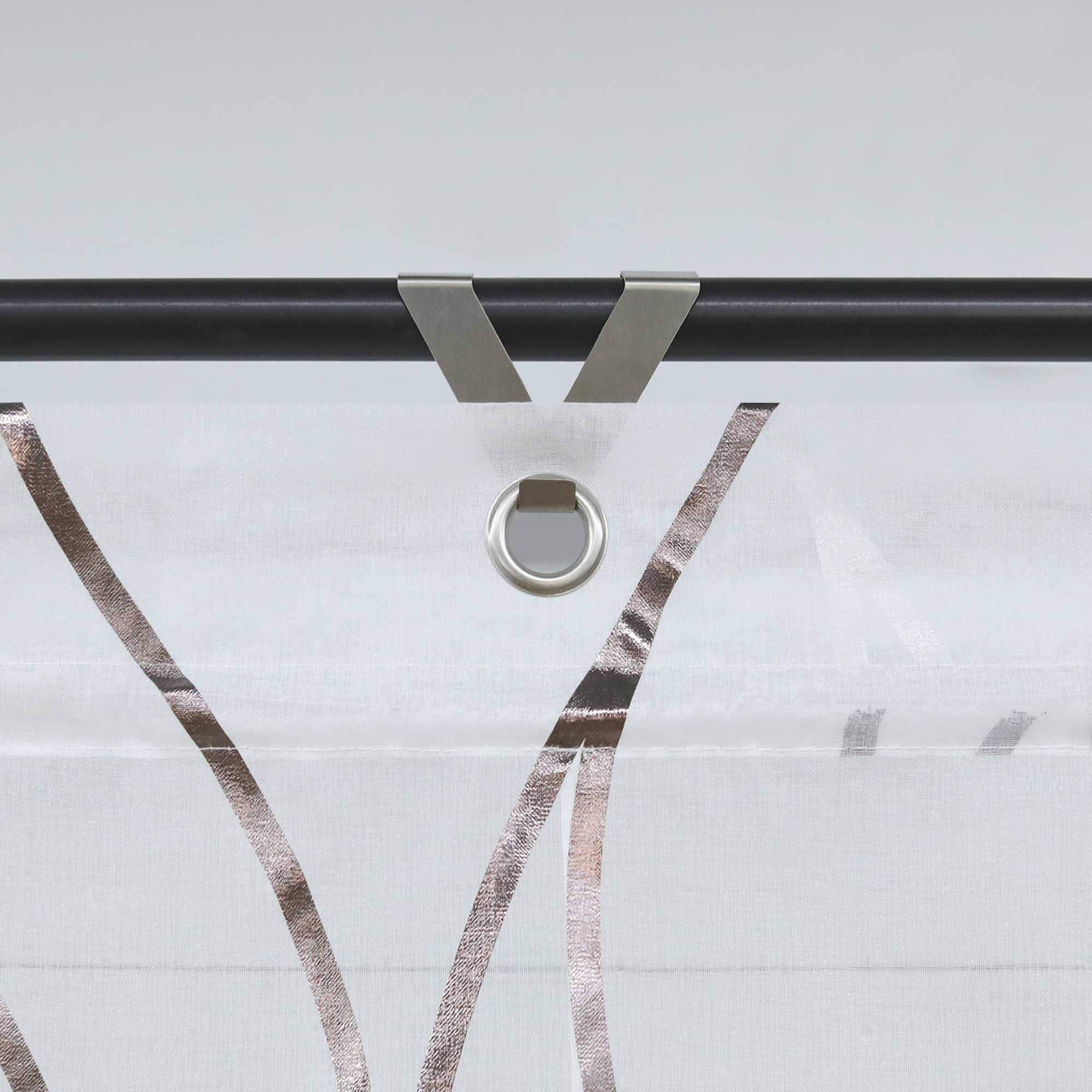 Rollos mit Ösen Gardinen Küche Raffgardinen Transparent Ösenrollo Vorhänge Mit Wellen-Druck Modern Voile 1 Stück