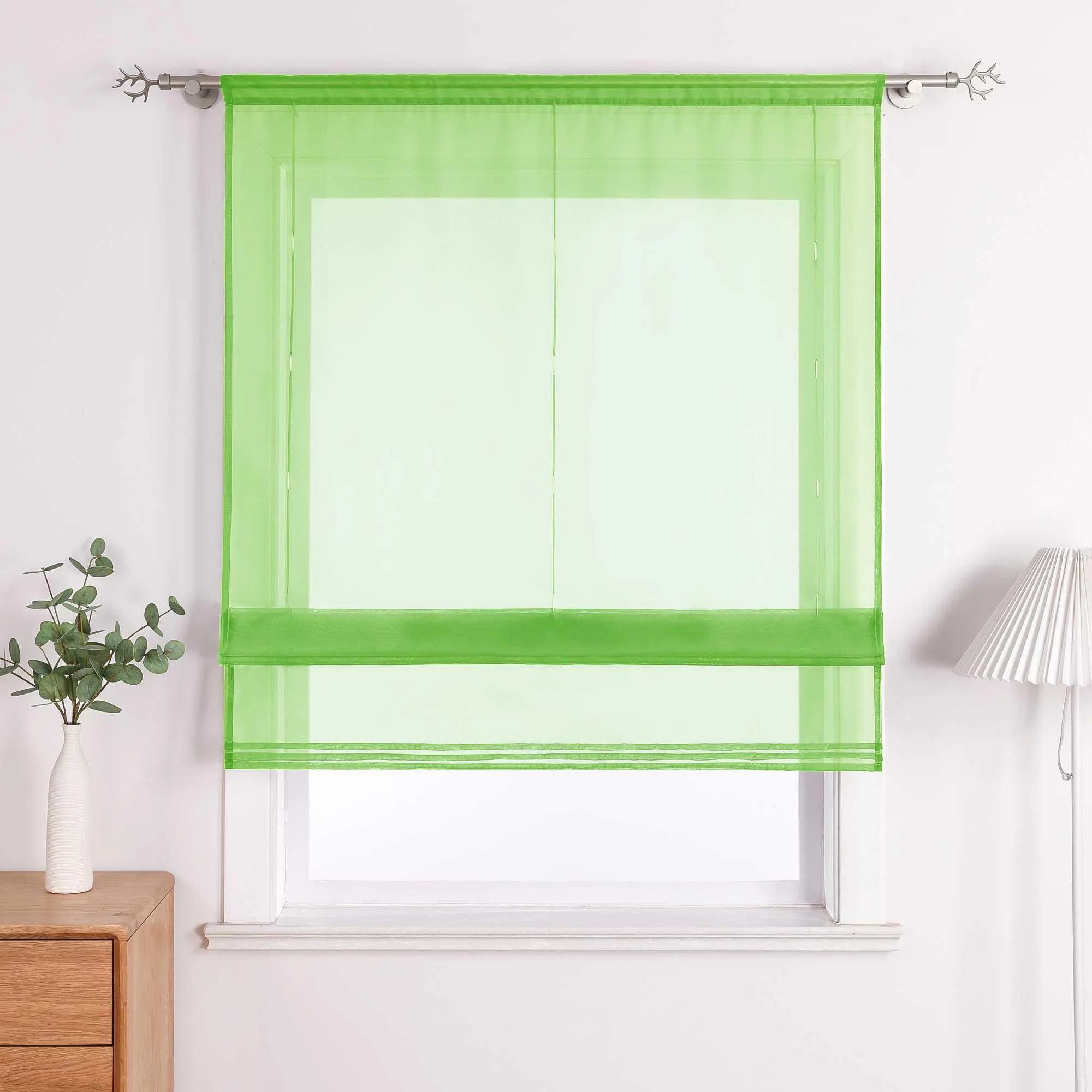 Rollos durch Stangendurchzug Transparente Luftig Unifarbig 1 Stück