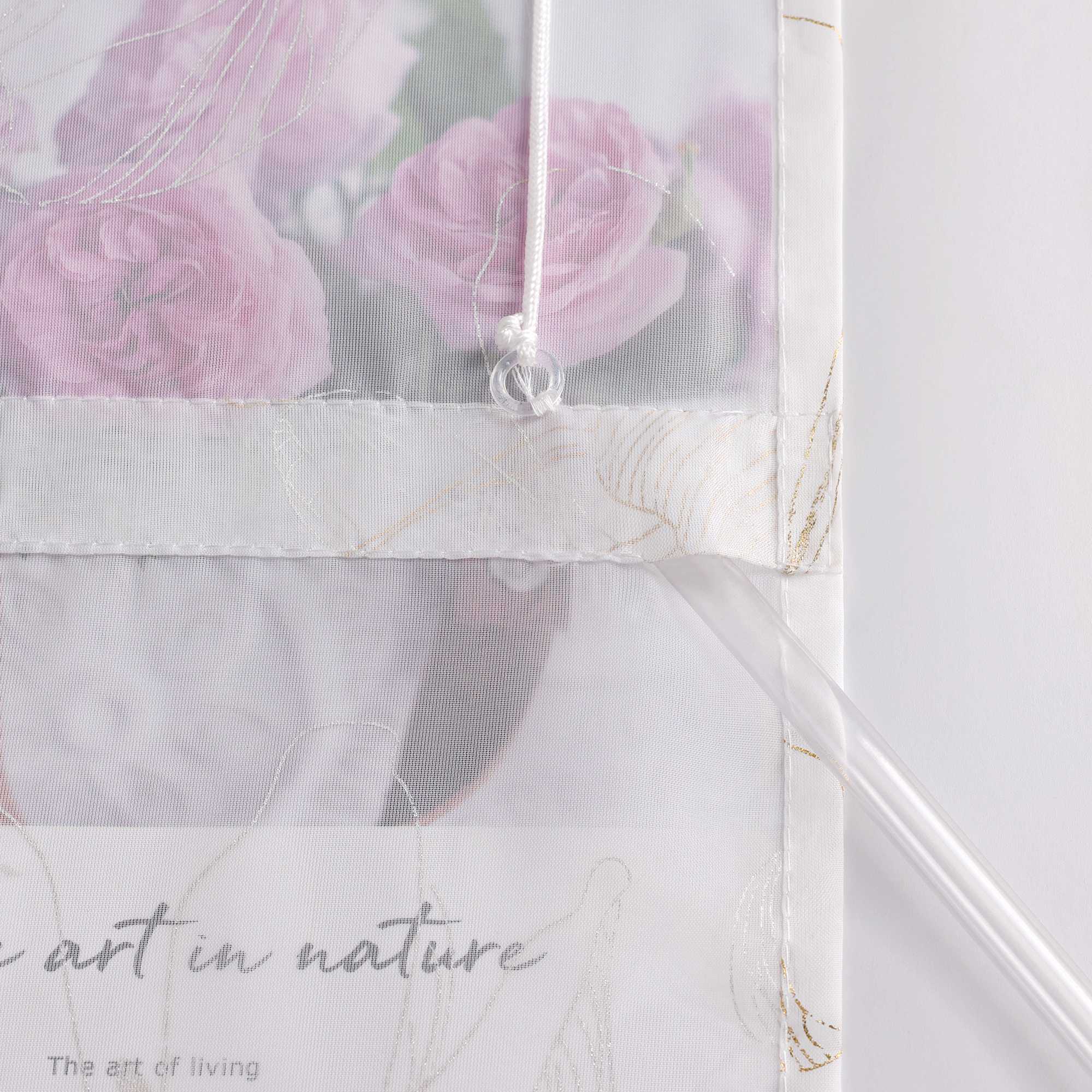 Transparente Raffrollo mit Lotusmuster und Klettband