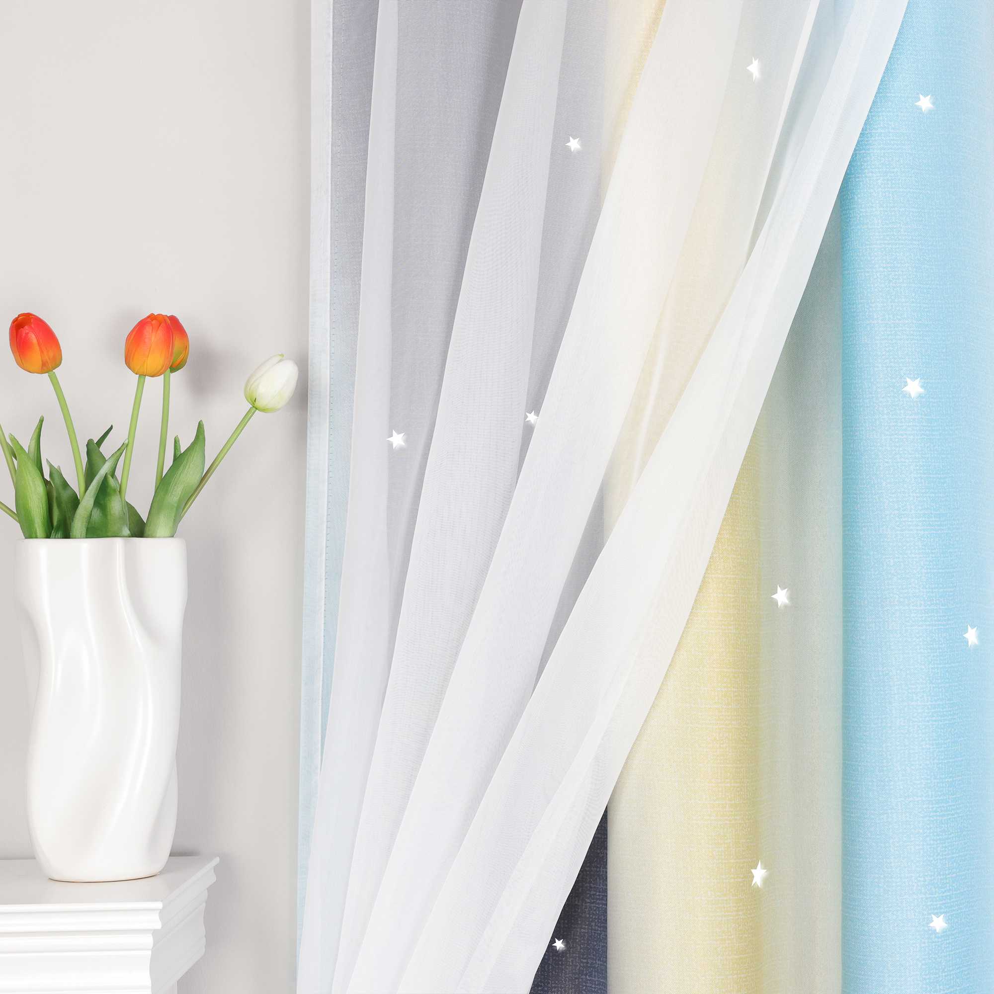 2-in-1 Vorhang Kinderzimmer mit Sternen 1 stück