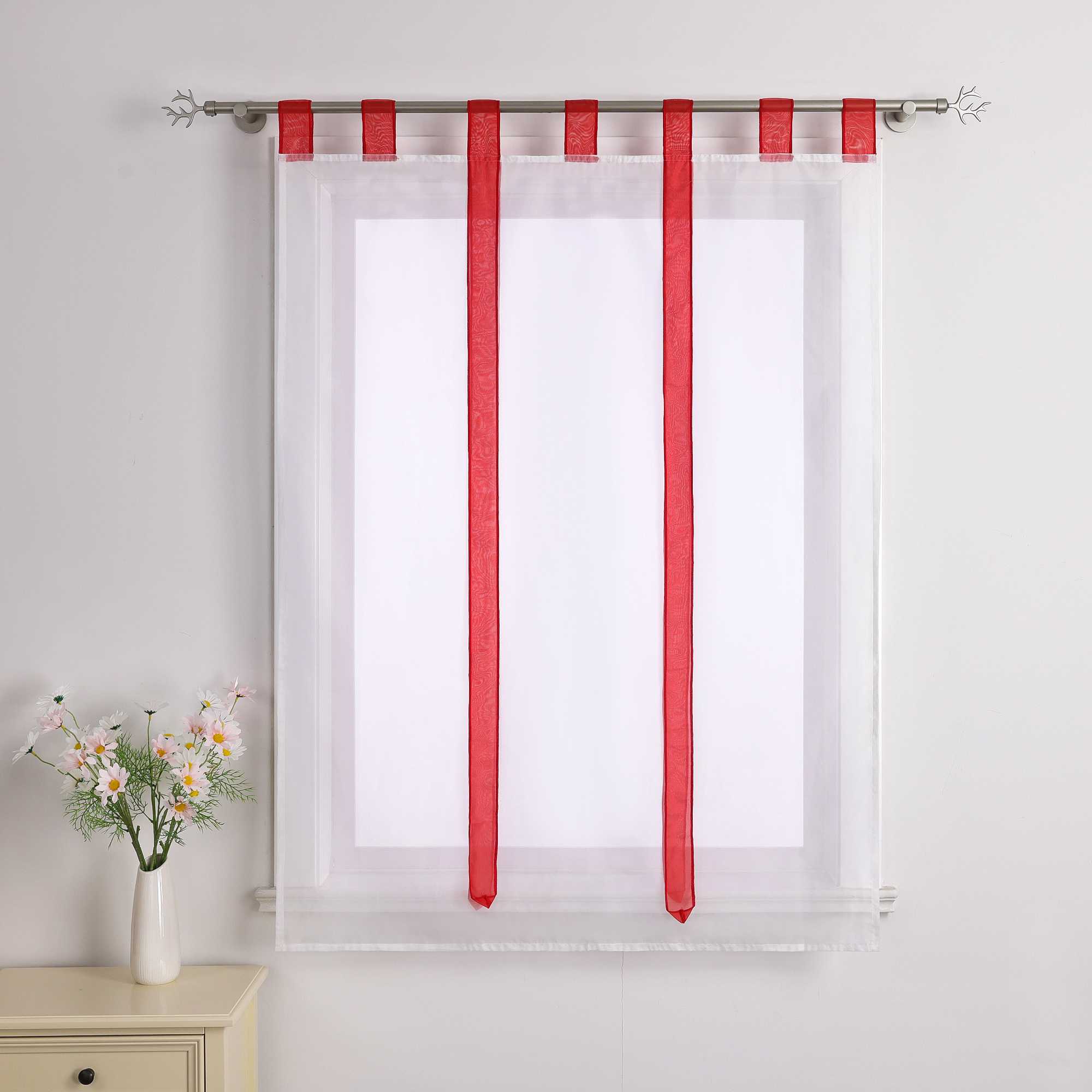 Rollos Schlaufengardine mit Schleifendesign transparent hochziehbar Fensterdeko 1 Stück