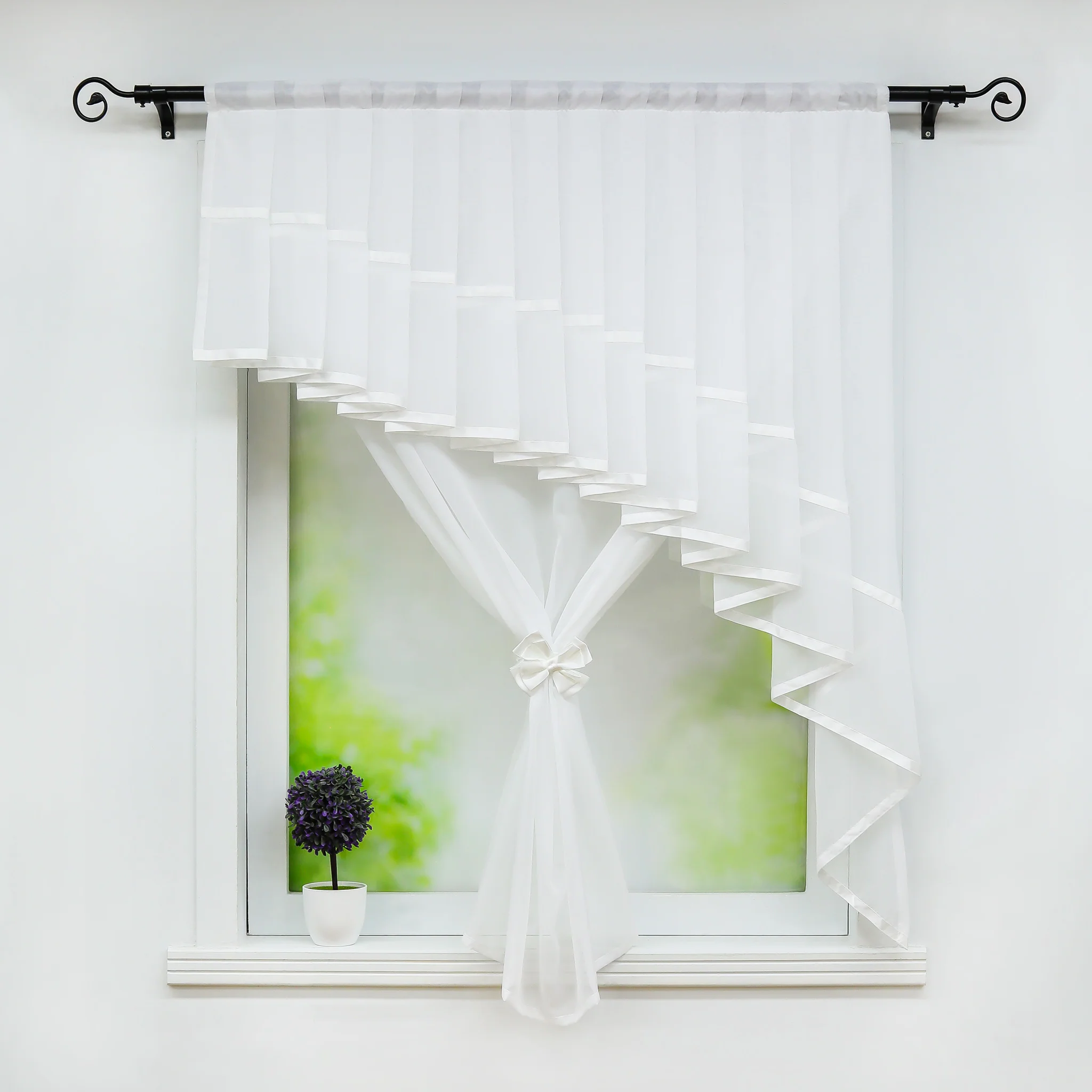 Romantischer transparenter Vorhang mit Volant 2-in-1 Design