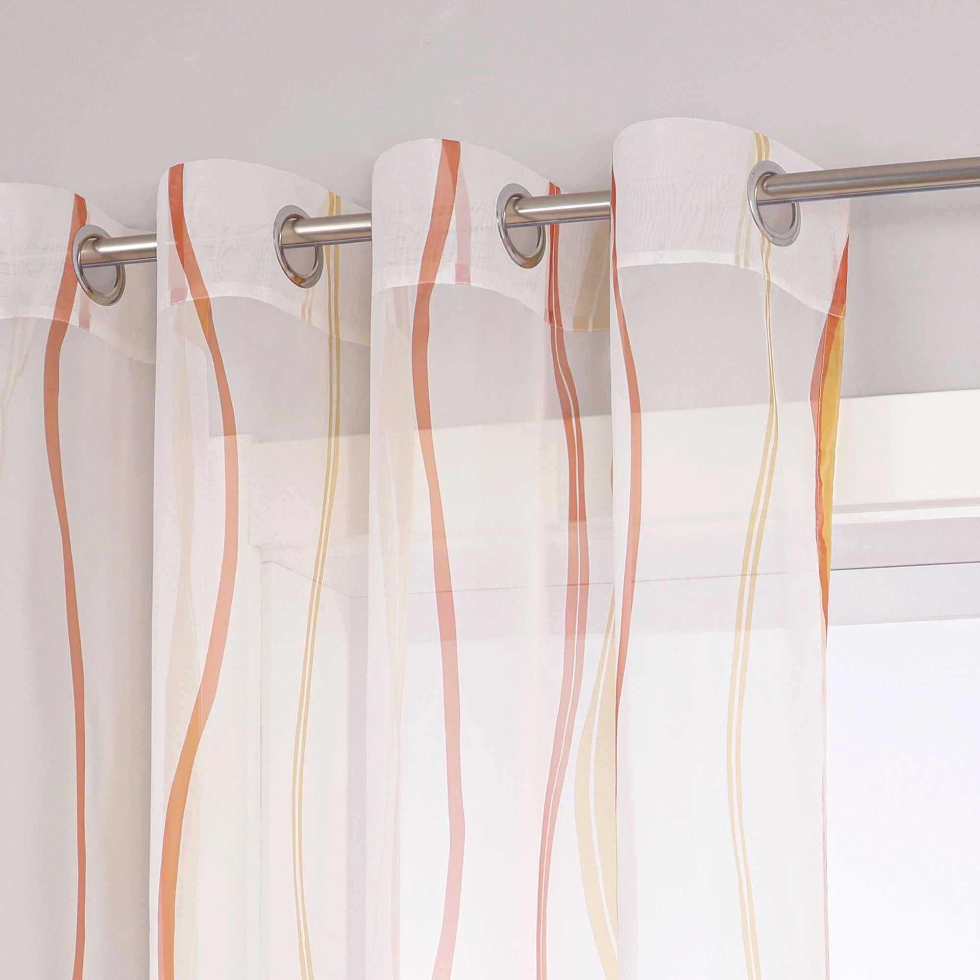 Vorhang Ösenschal mit bunten Wellenmustern Halbtransparent 1 stück