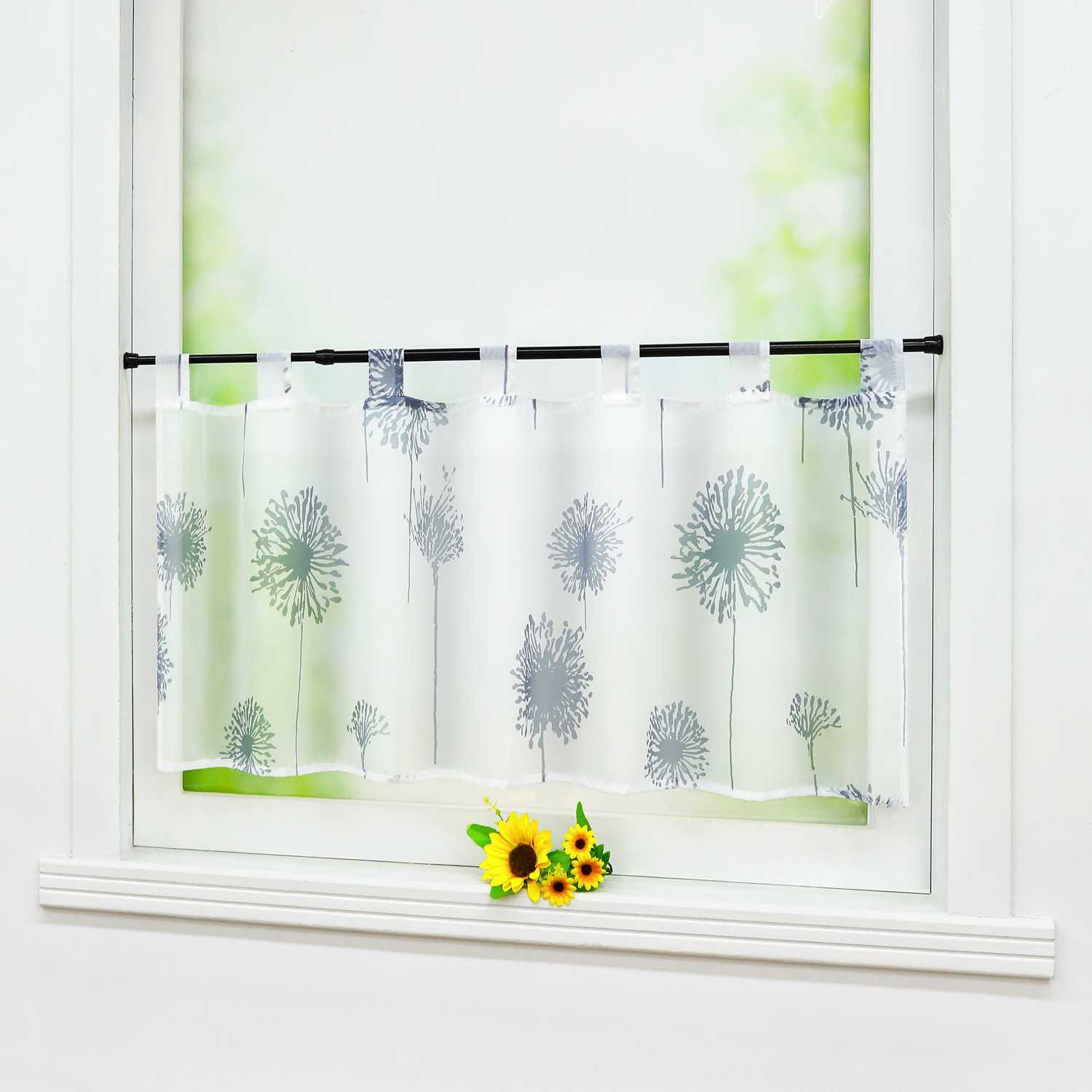 Scheibengardine Schlaufengardine transparent Pusteblumenmuster 1 Stück