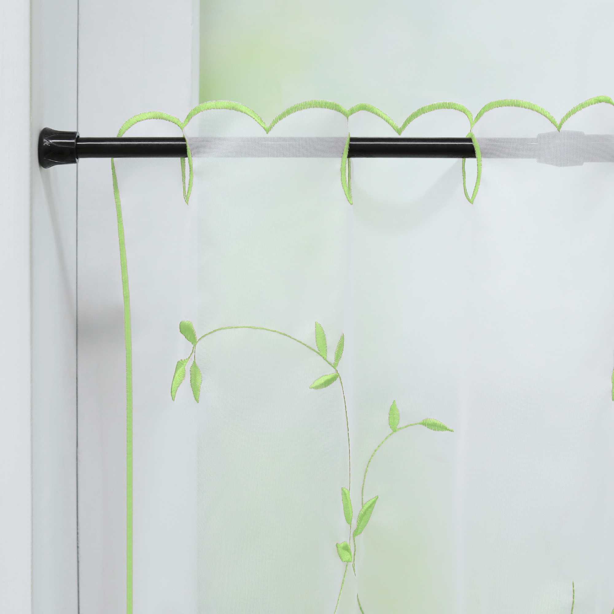 Scheibengardinen Voile Bistrogardinen mit Blattstickerei Transparent Bestickte Küche Kurzstores