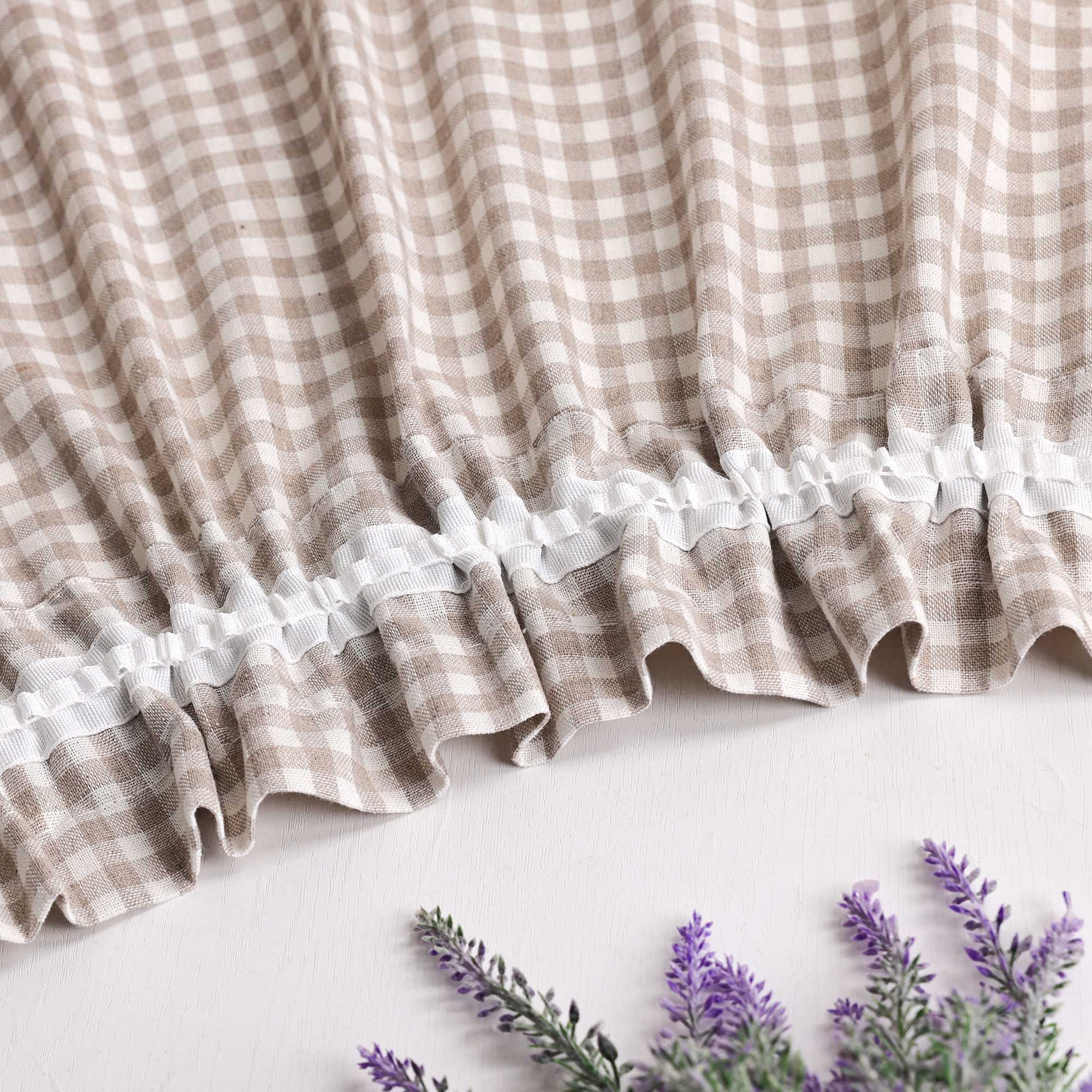 Kurzgardinen im Volant-Stil mit Karomuster 2er Set