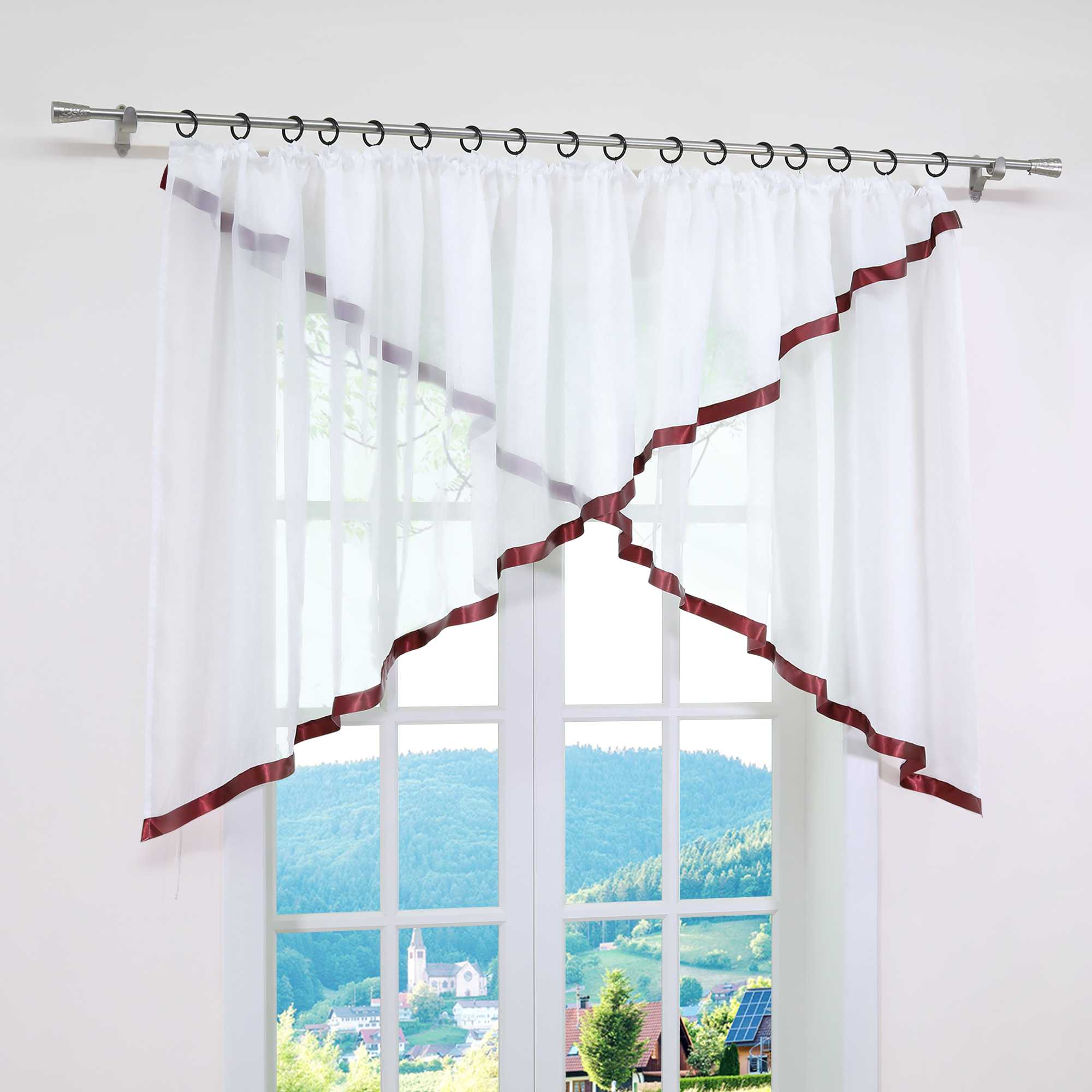 Scheibengardinen Kräuselbandgardine Fensterdeko Kreuzdesign Obere Fensterabdeckung 1 stück