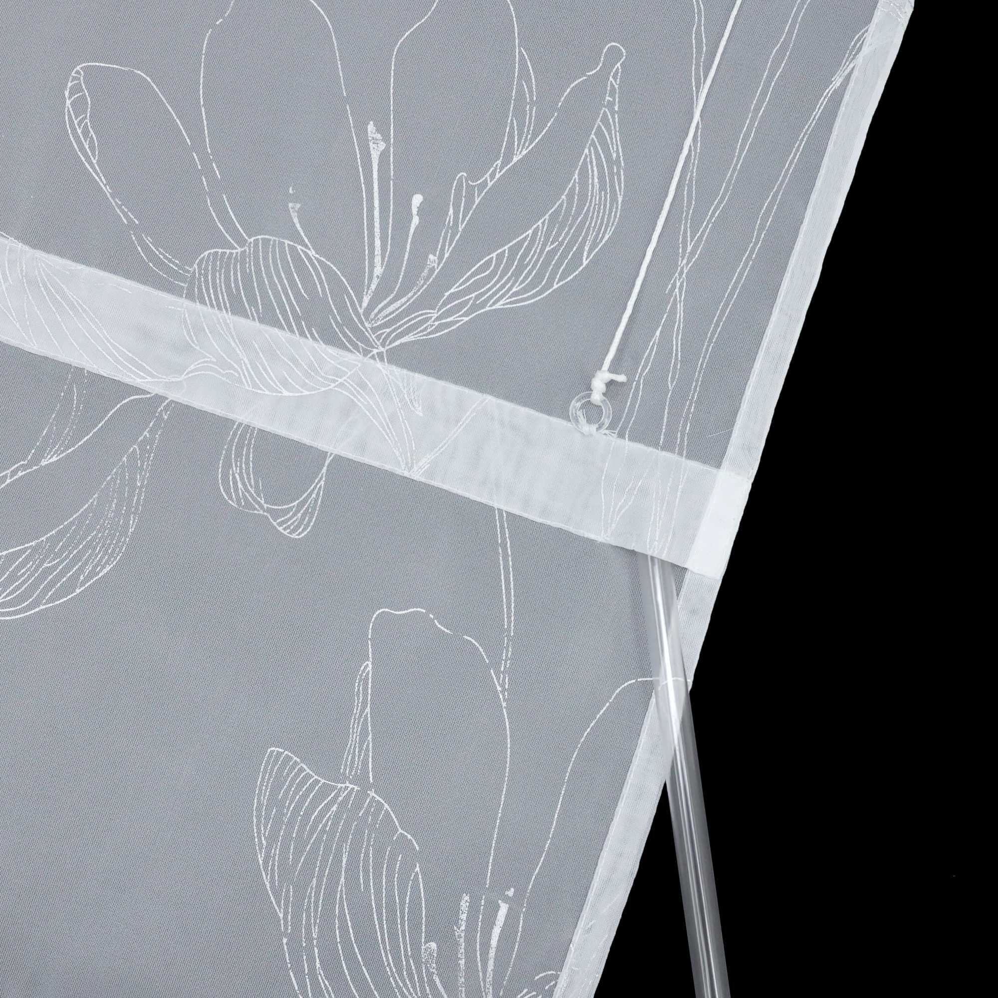 Transparente Raffrollo mit Lotusmuster und Klettband