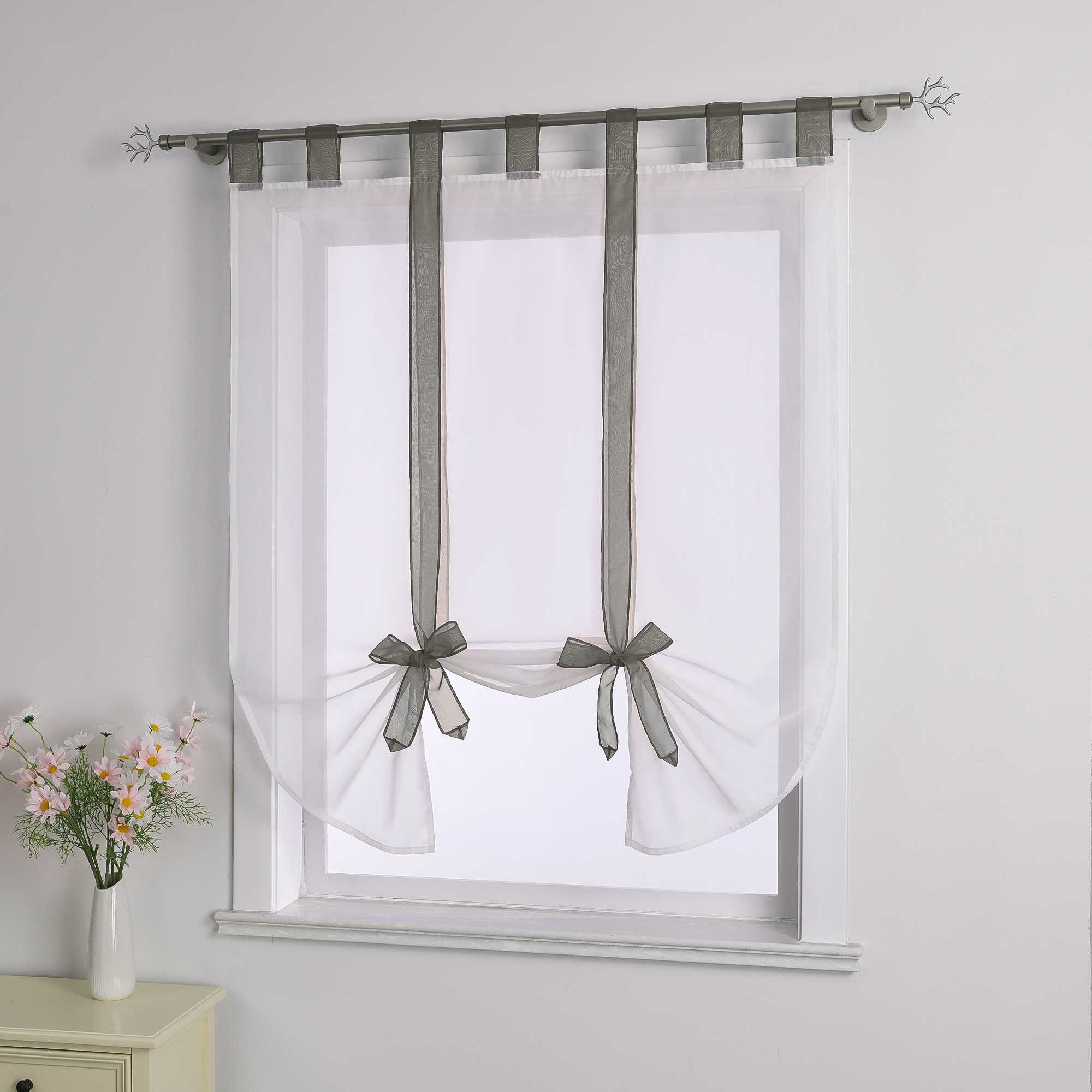 Rollos Schlaufengardine mit Schleifendesign transparent hochziehbar Fensterdeko 1 Stück