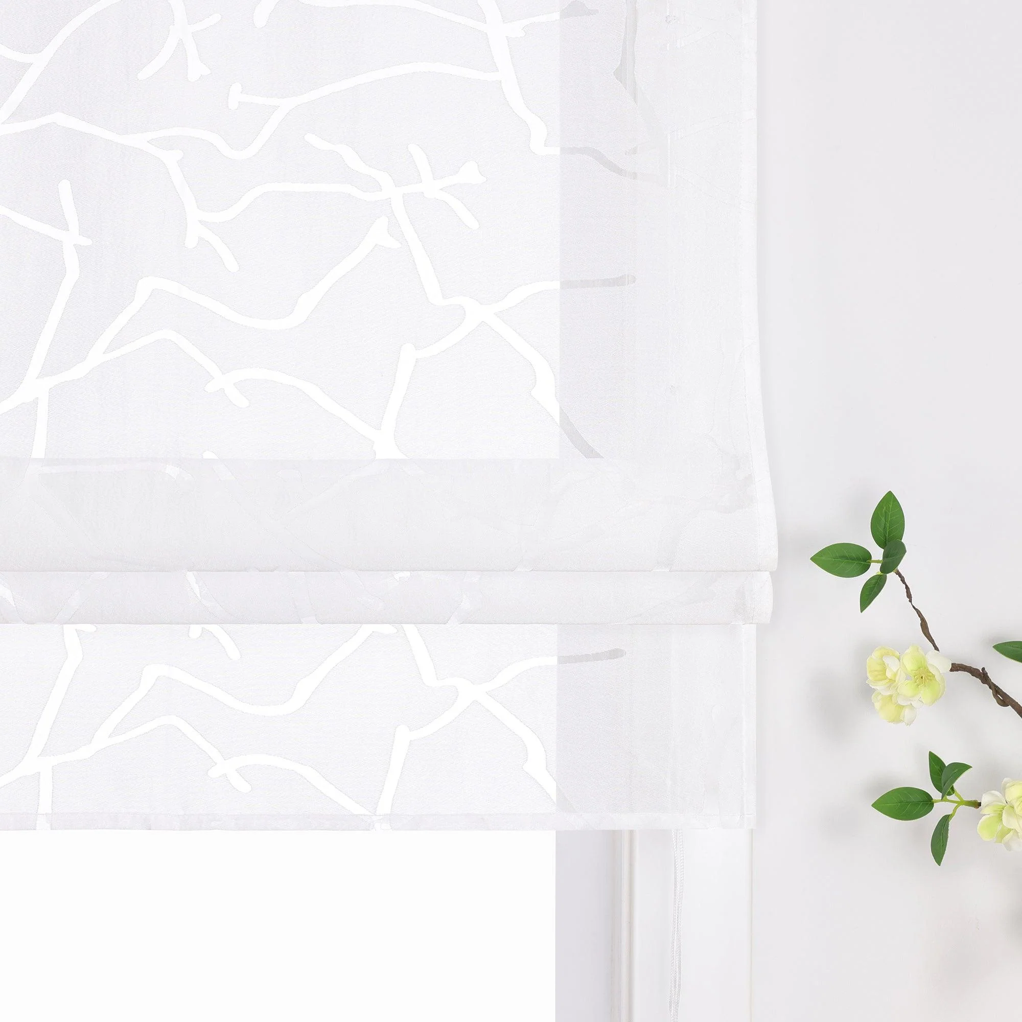 Rollo Schlaufengardine  halbtransparent  mit gestreiftmuster und Dekofalten Unifarbe 1 Stück