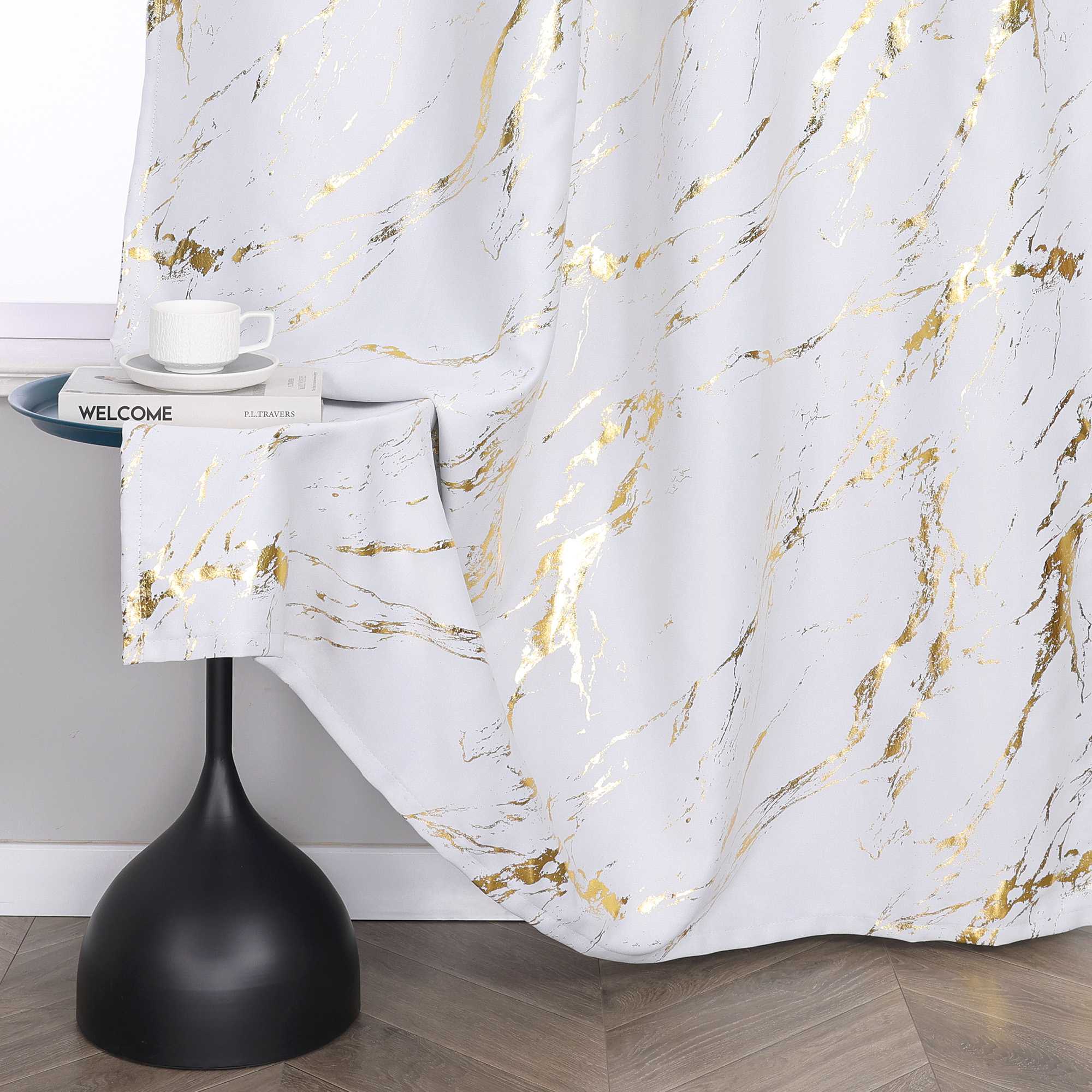 Verdunkelungsvorhang mit Marmor-Optik luxuriöser Fensterschal Wohnzimmer 1 Stück