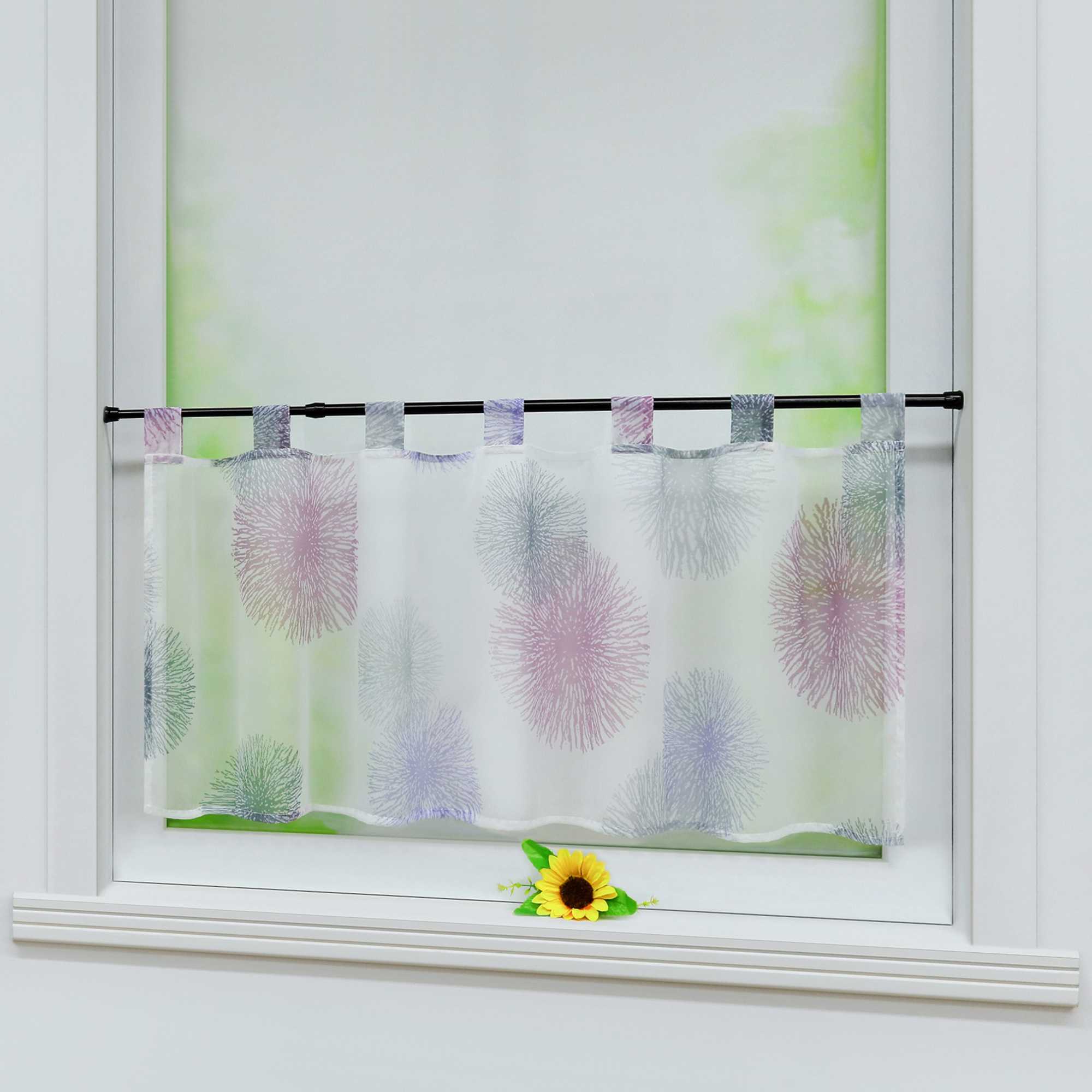 Scheibengardine Schlaufengardine mit Feuerwerksmuster Feriendeko halbtransparent Pflegeleicht Lichtdurchlässig 1 stück