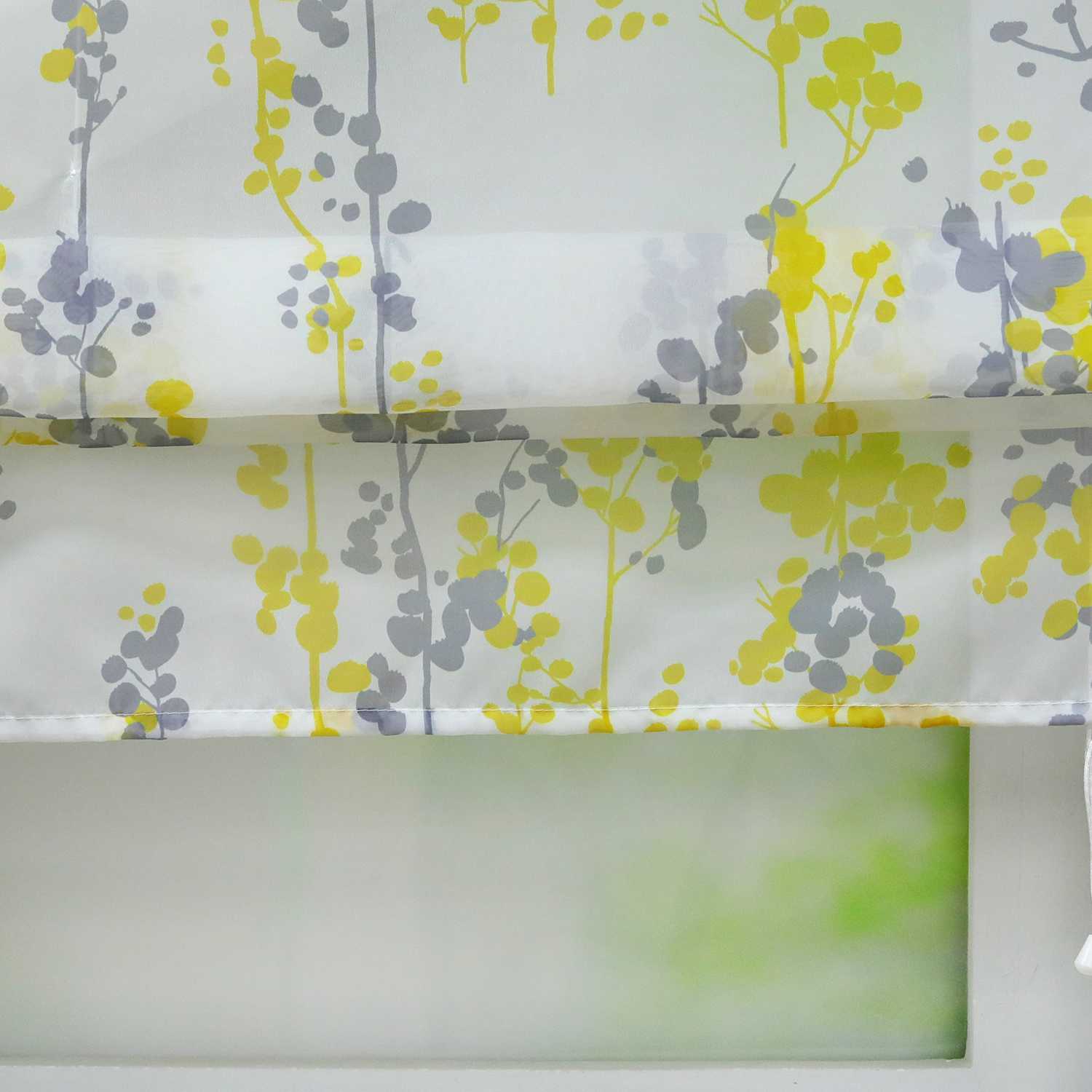 Raffrollo mit Schlaufen Halbtransparent Voile Raffgardine mit Blaubeermuster Modern Küche Gardinen