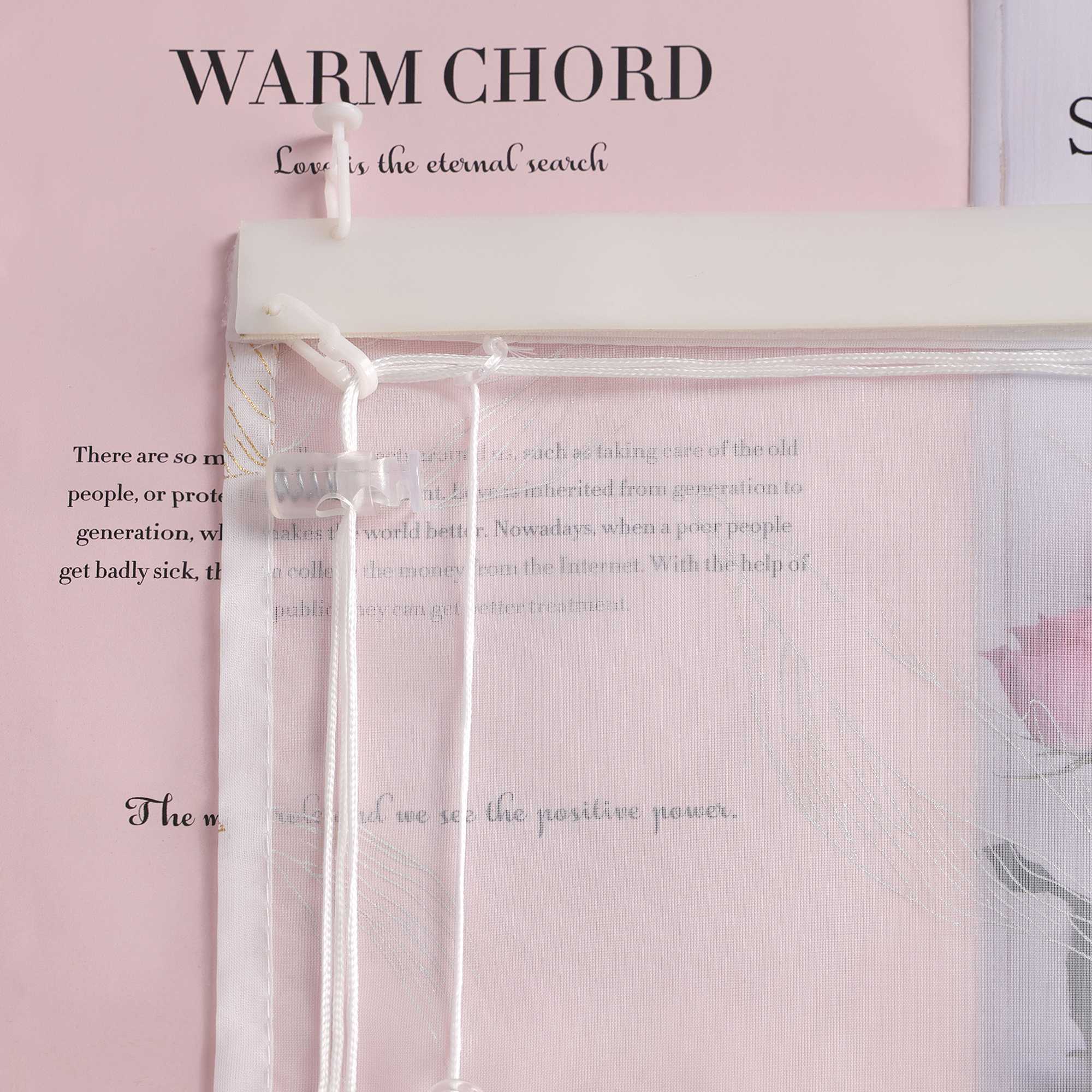 Transparente Raffrollo mit Lotusmuster und Klettband