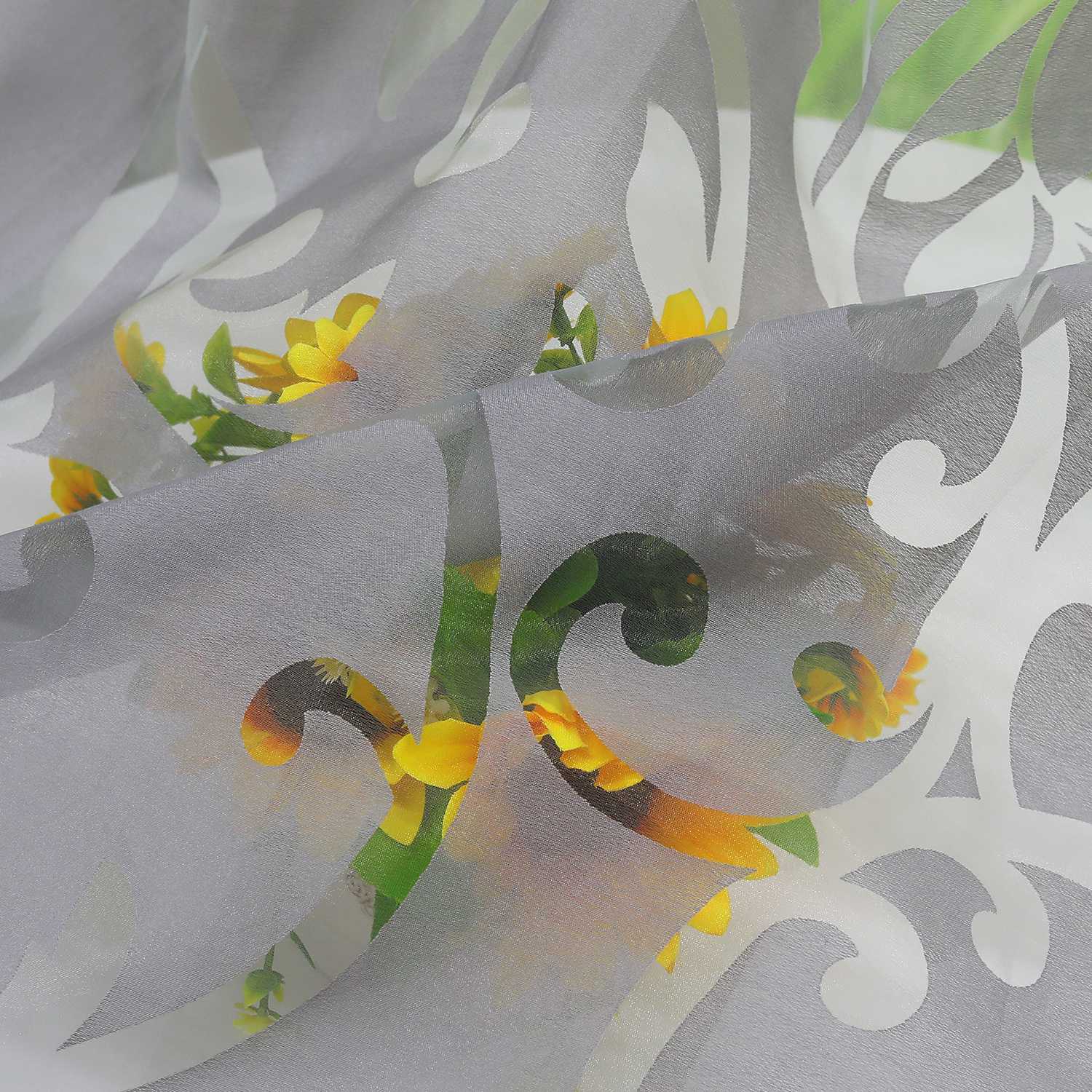 Eleganter transparenter Vorhang mit floralem Muster lichtdurchlässiger Fensterschal für Wohnzimmer 1 Stück