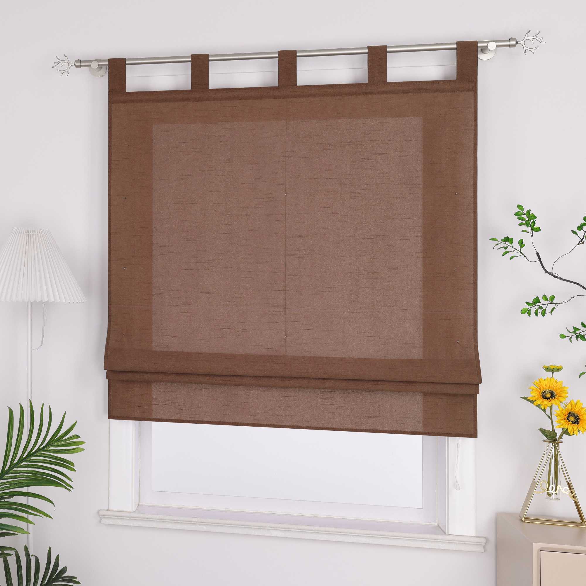 Raffrollo mit Schlaufen Raffgardinen Küche Gardinen Vorhänge Bändchenrollo Wohnzimmer Uni 1 Stück