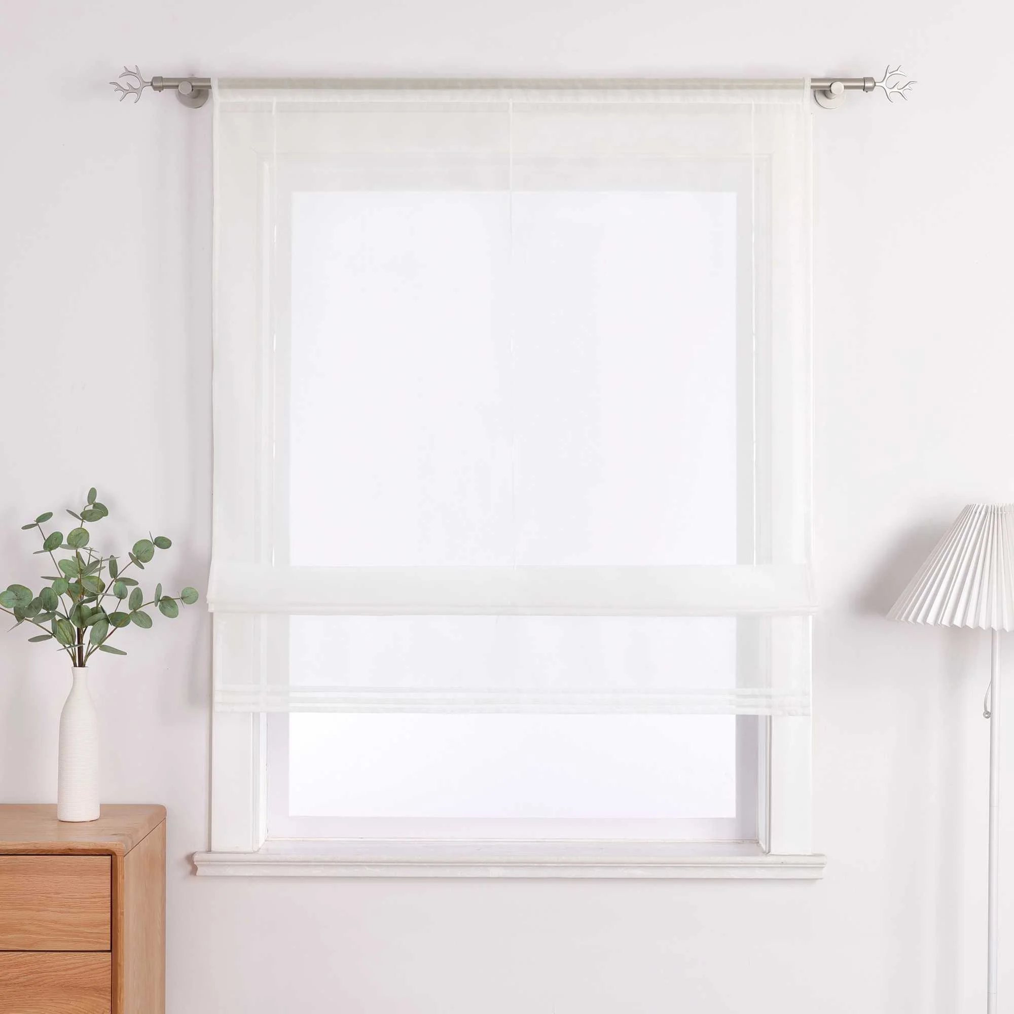 Rollos durch Stangendurchzug Transparente Luftig Unifarbig 1 Stück