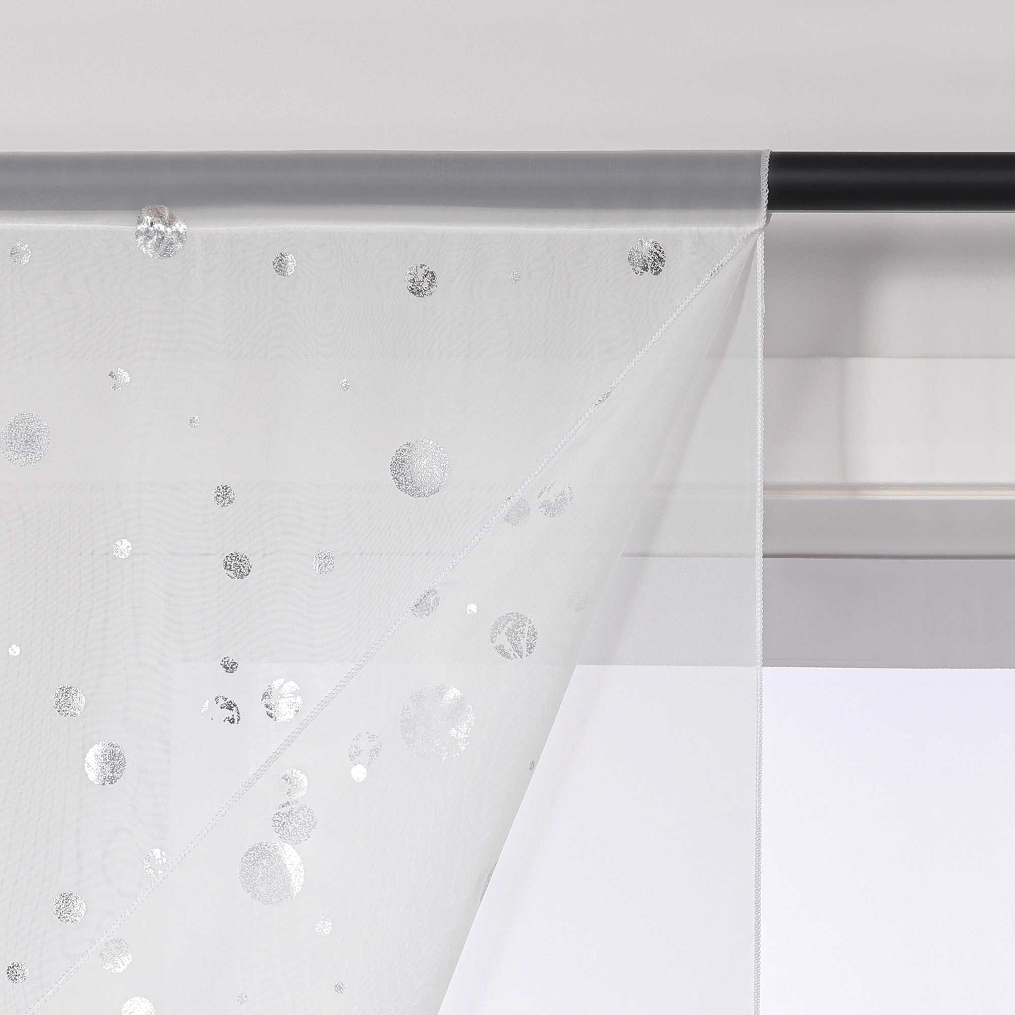 Scheibengardine Bistrogardine mit Glänz Kreise Voile Küche Gardinen durch Stangendurchzug Transparent 1 Stück