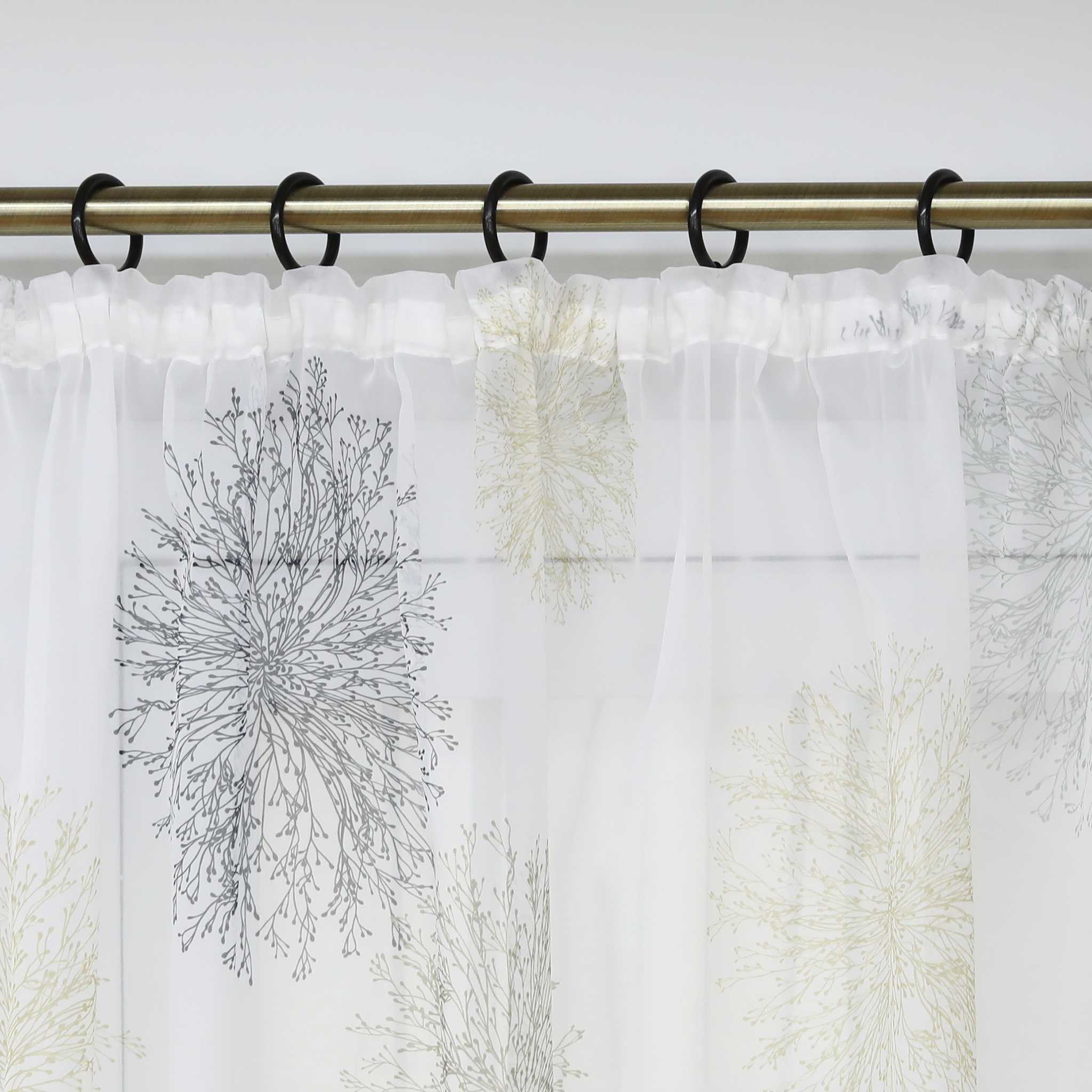 Voile-Vorhang Kräuselbandschal Transparente mit Blumenmuster leichte Schutzfunktion 1 Stück