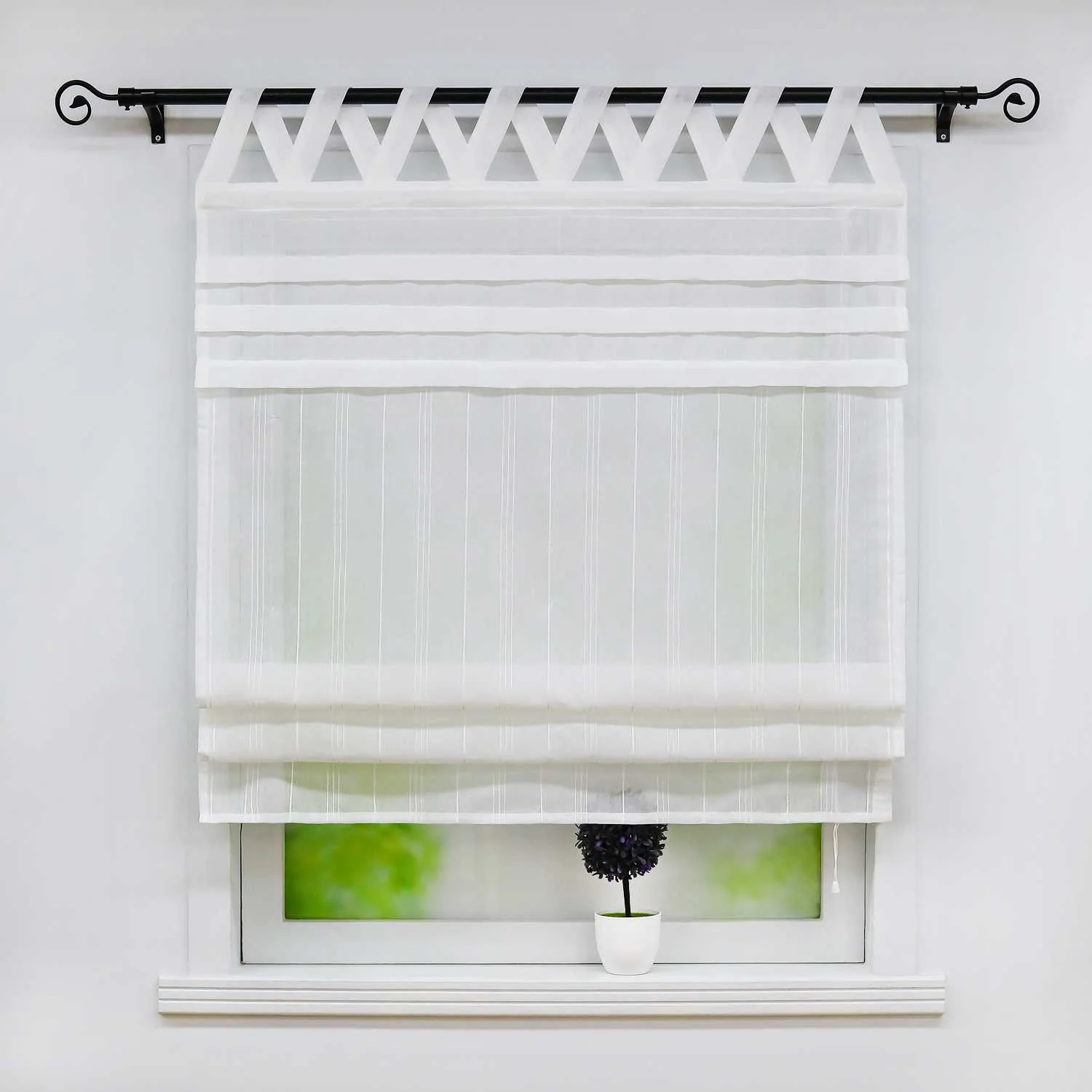Delien Rollo klassisch weiß mit V-Schlaufen hochziehbar gardine