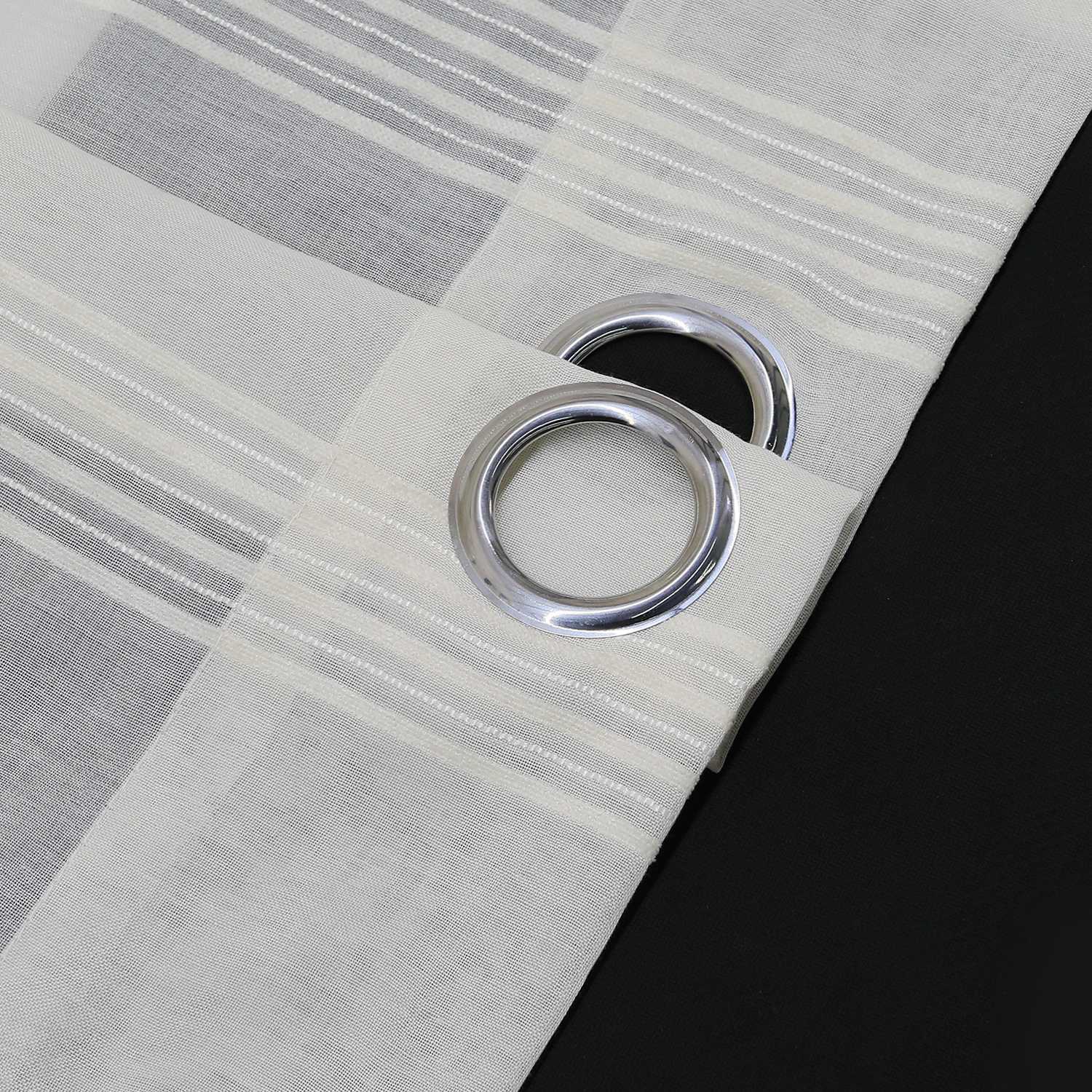 Vorhang 2er Set Voile Gardinen mit vertikalen Streifen Modern Transparent Schlafzimmer Wohnzimmer 2 Stück