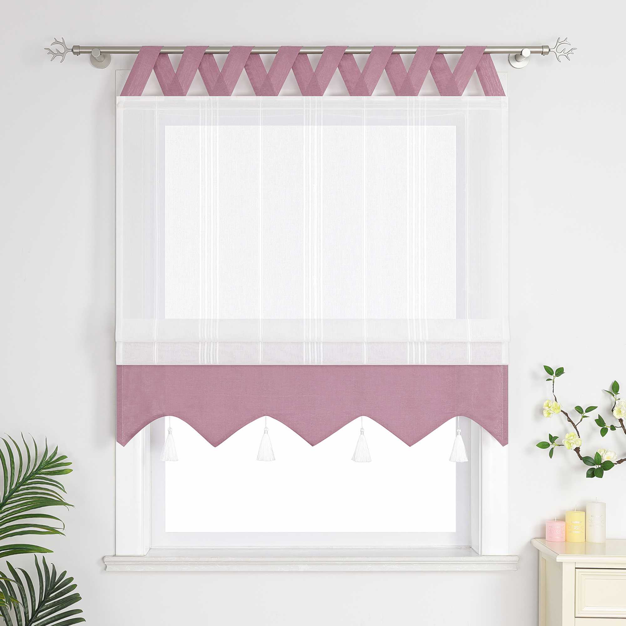 Delien Raffrollo mit Schlaufen und Quasten | Elegantes Design für stilvolle Fenster