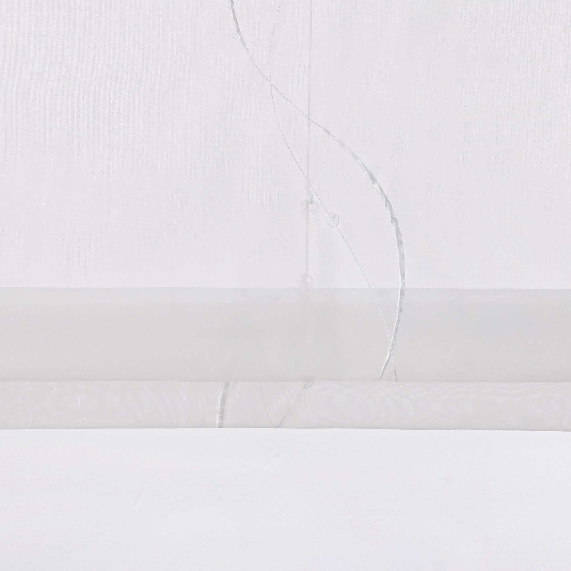 Rollos ohne Bohren Weiß Raffgardine mit Ösen Transparent Gardinen mit U-Haken Ösenrollo Modern Bestickt 1 Stück