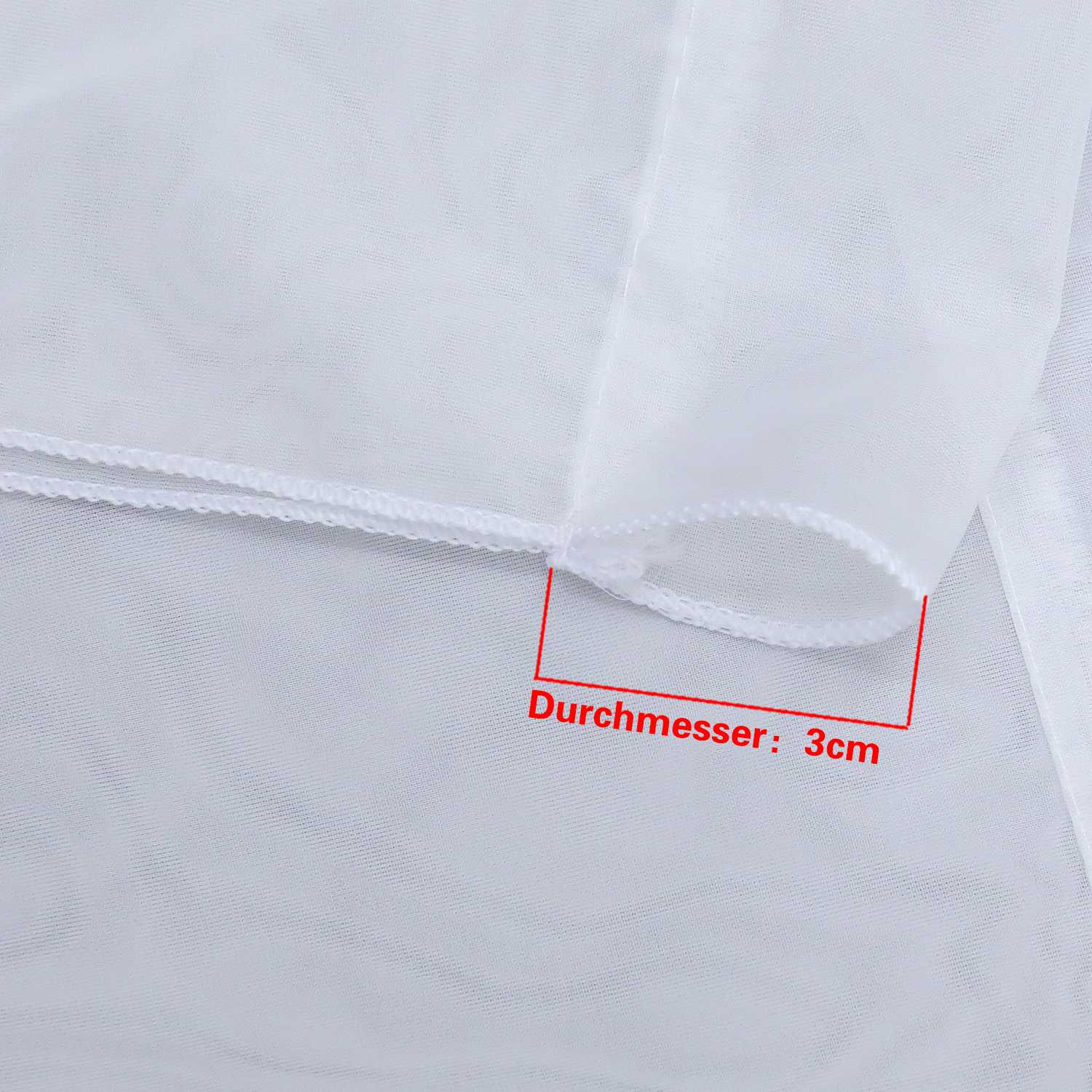 Scheibengardine durch Tunnelzug Voile Bistrogardinen mit Quaste Kurzstore Doppelte Vorhänge Halbtransparent 1 Stück