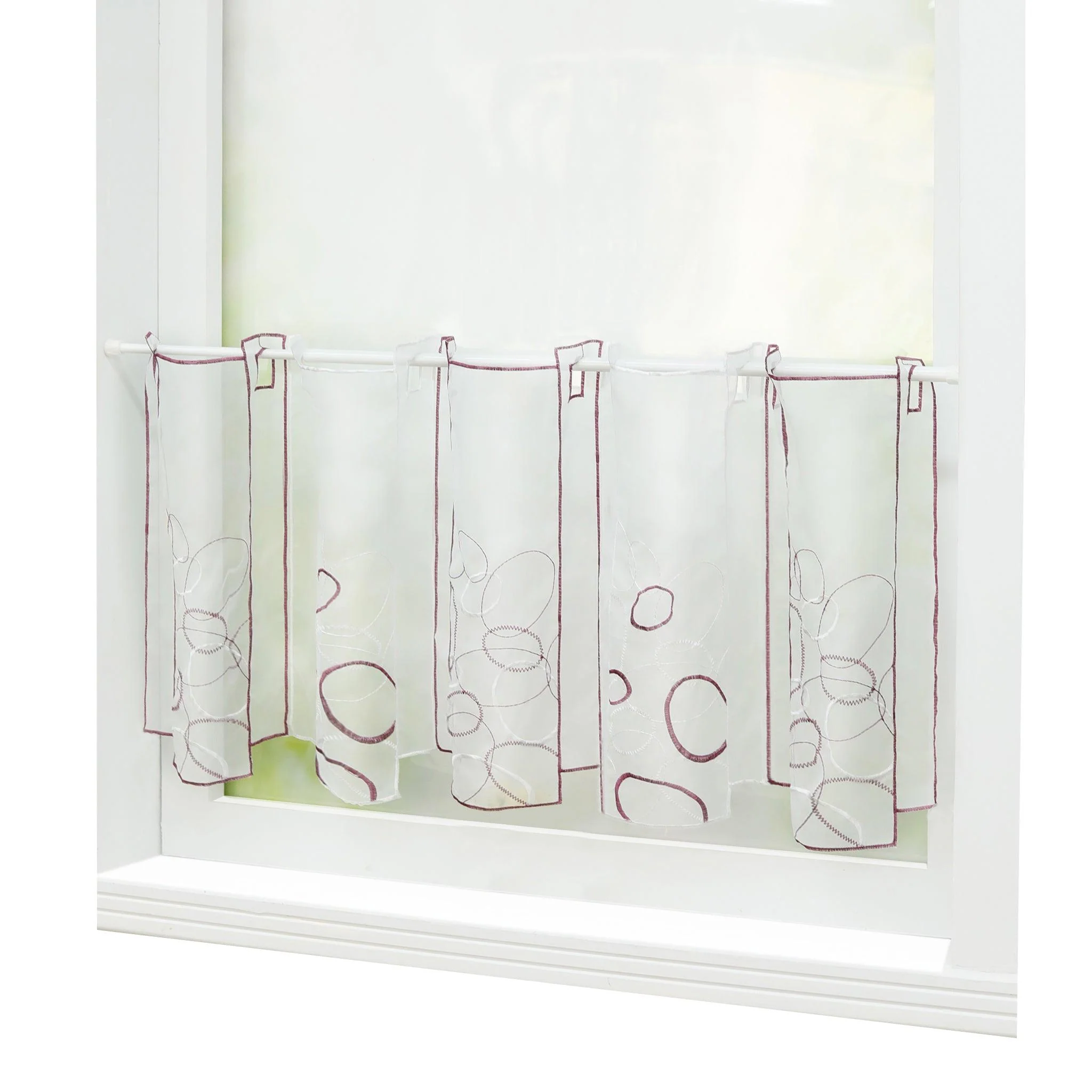 Scheibengardine durch Stangendurchzug transaprent Kreis-Muster lichtdurchlässig Fensterdeko 1 stück