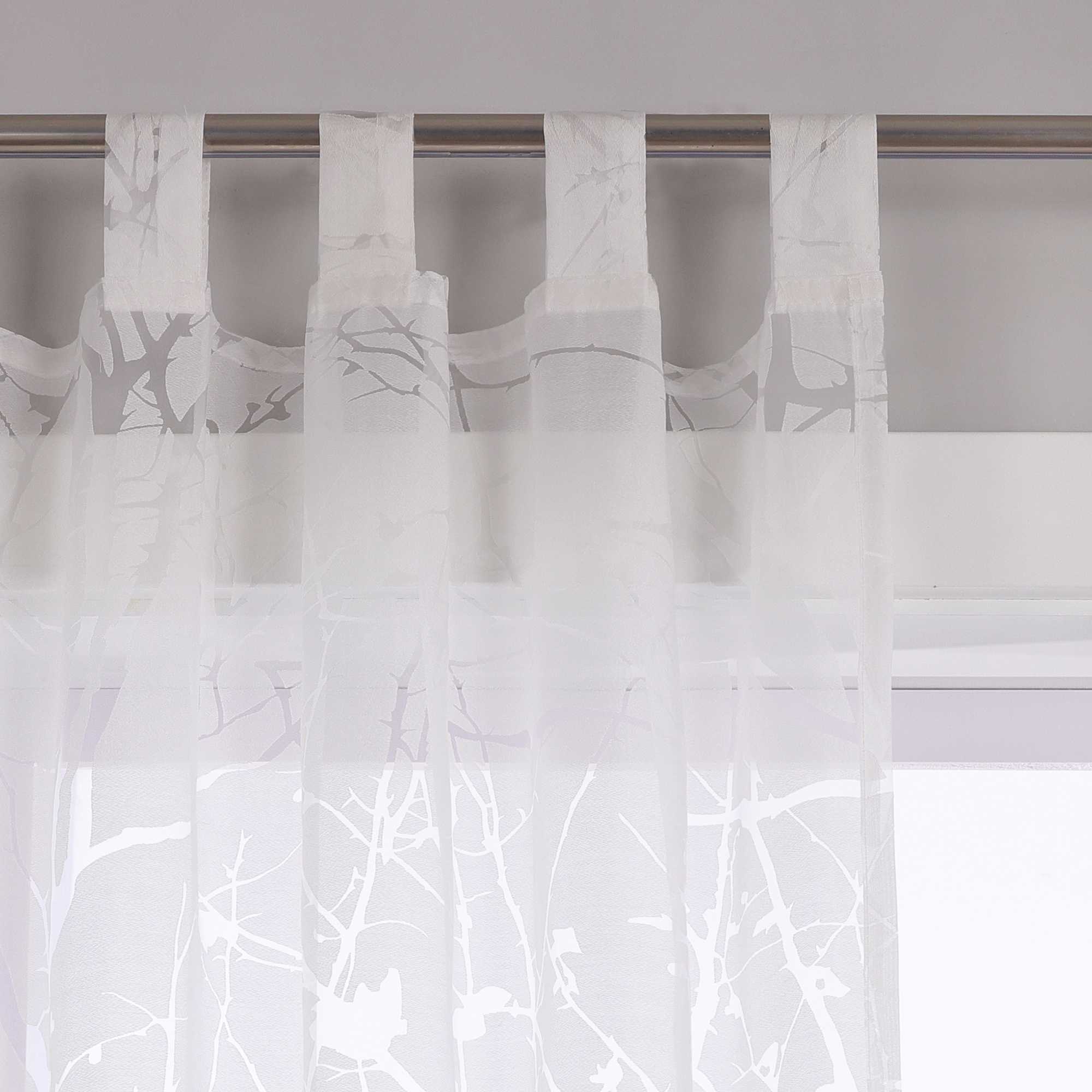 Transparente Vorhang mit Blumenmuster aus Polyester Lichtdurchlässig Wohnzimmer weiß 1 stück