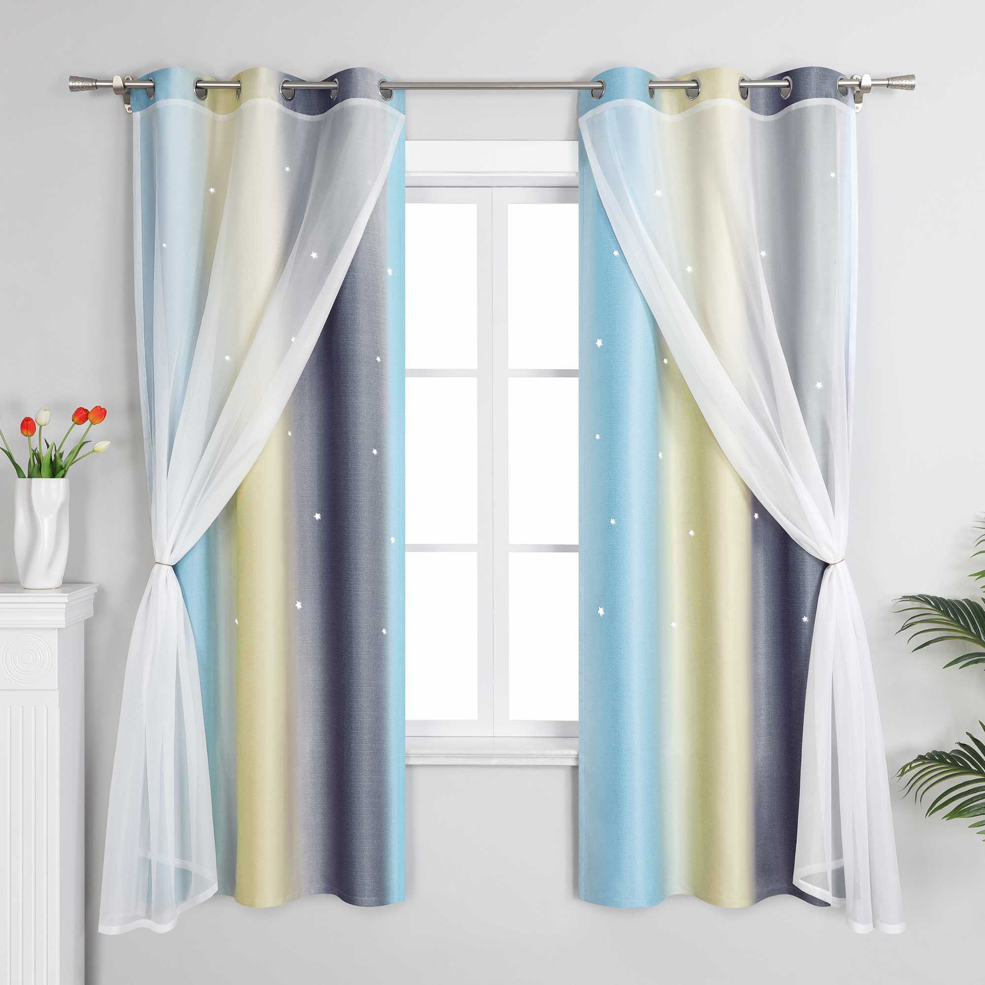 2-in-1 Vorhang Kinderzimmer mit Sternen 1 stück