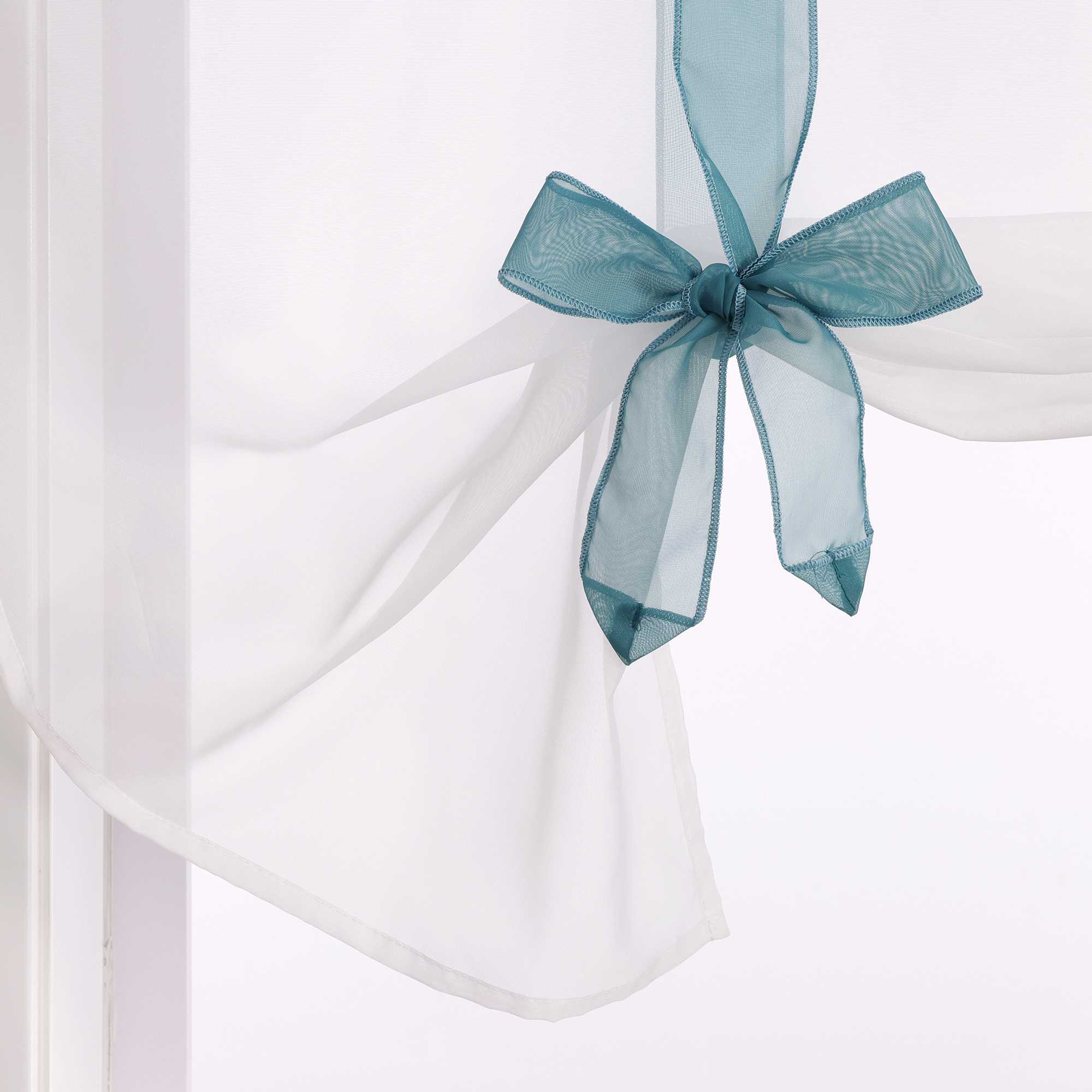Rollos Schlaufengardine mit Schleifendesign transparent hochziehbar Fensterdeko 1 Stück
