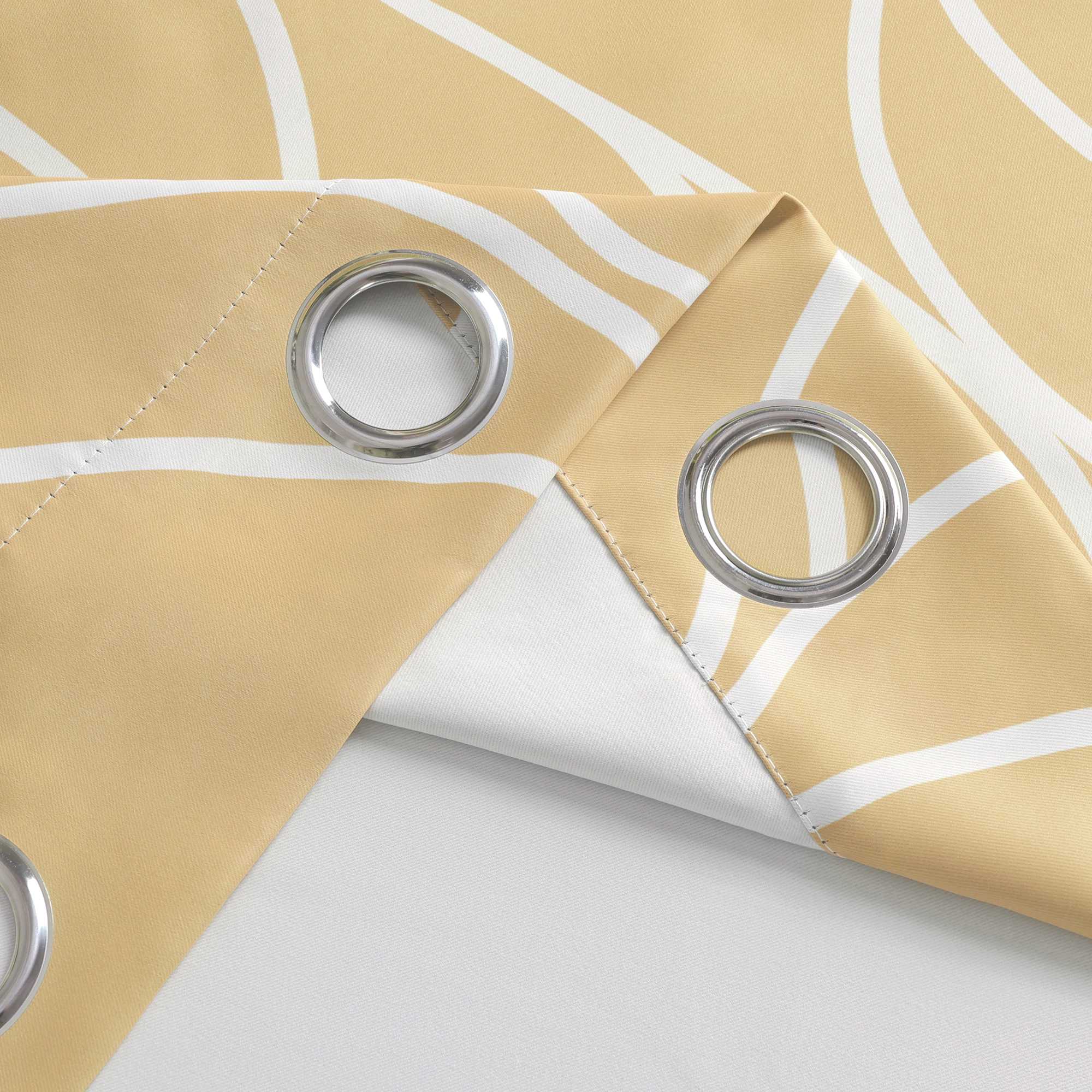 Verdunkelungsvorhänge Ösenschal mit Wellenmuster Blickdichte Landhaus Schlafzimmer  1 St.