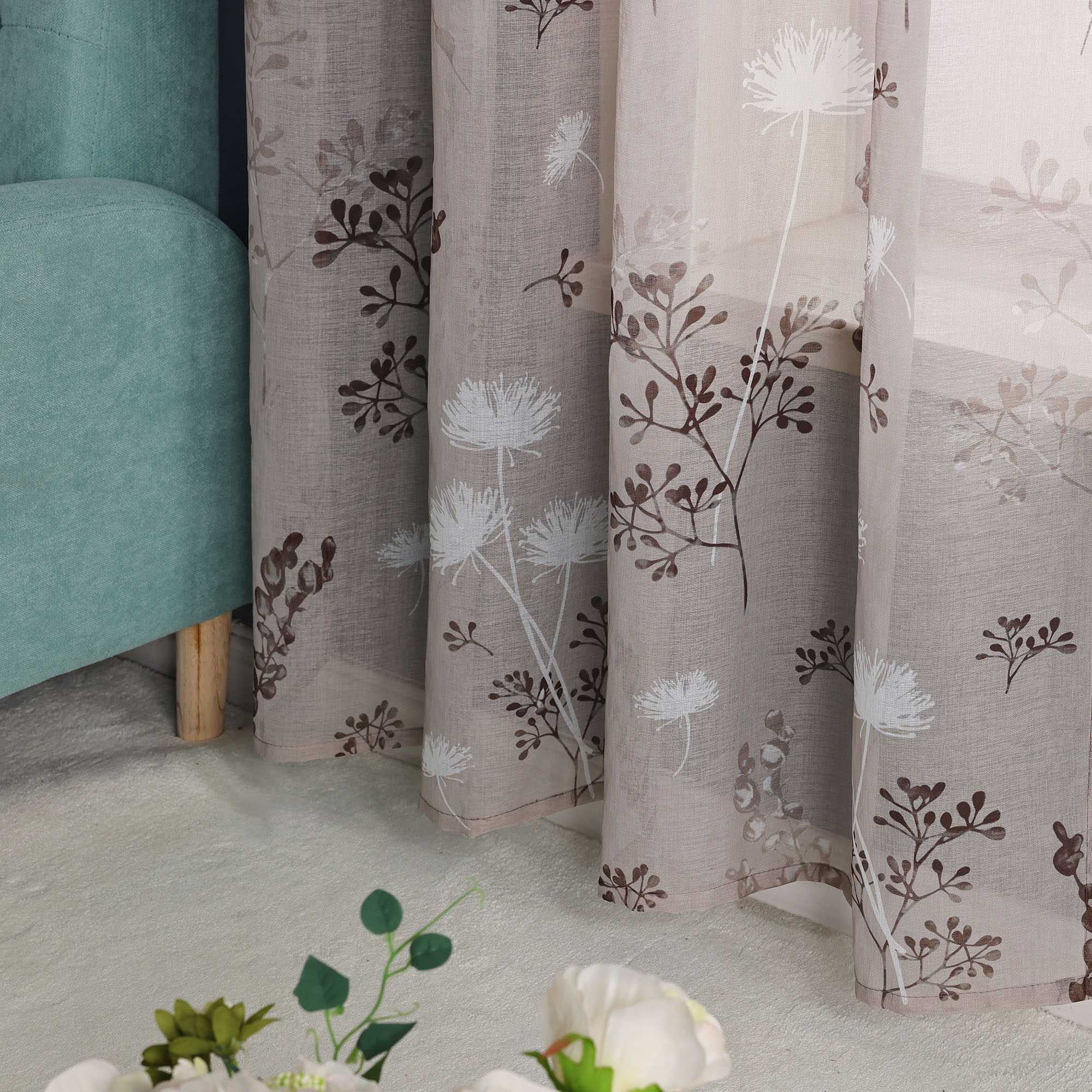 Transparent Ösen Gardinen mit Pusteblumen-Muster für Wohnzimmer 1 Stück