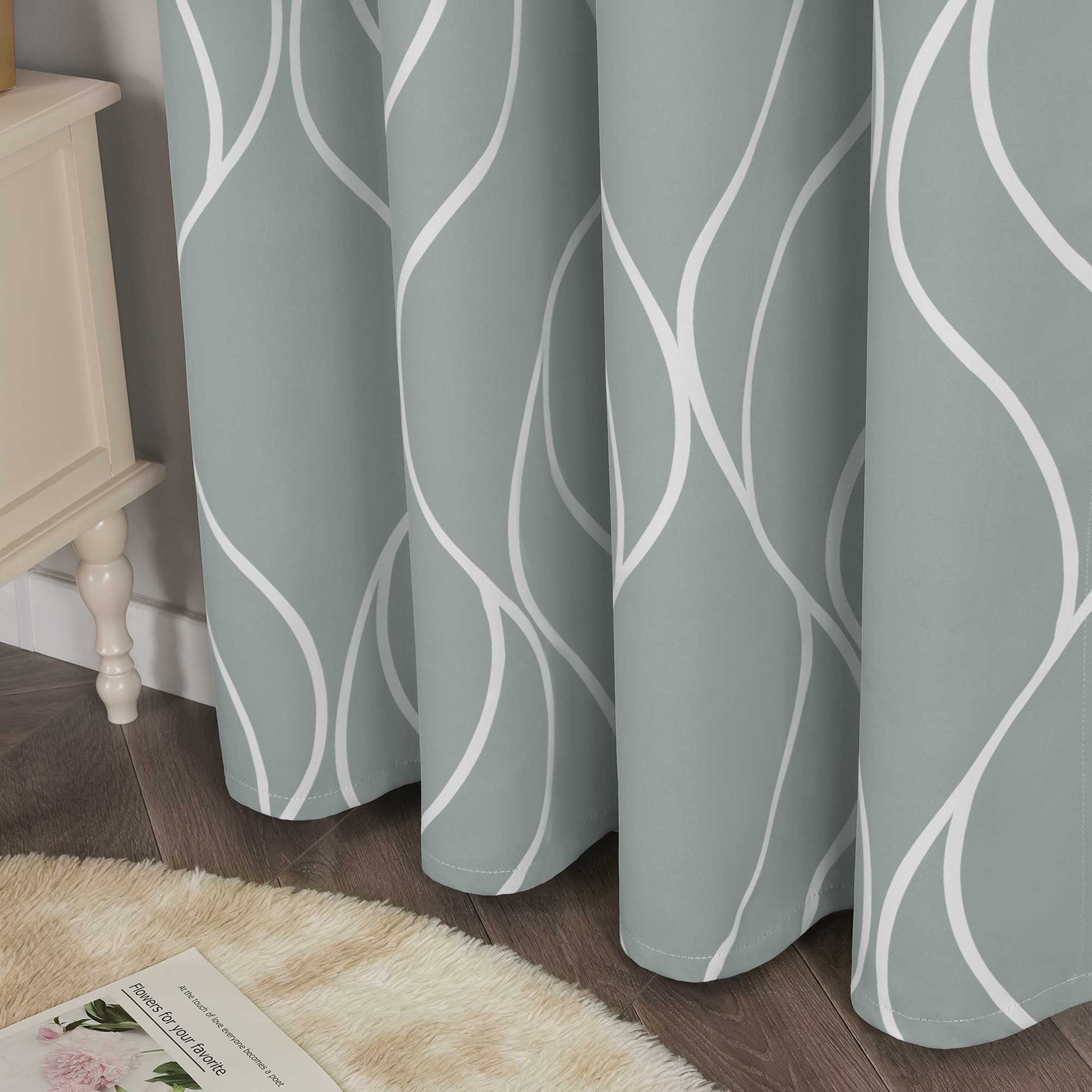 Verdunkelungsvorhänge Ösenschal mit Wellenmuster Blickdichte Landhaus Schlafzimmer  1 St.