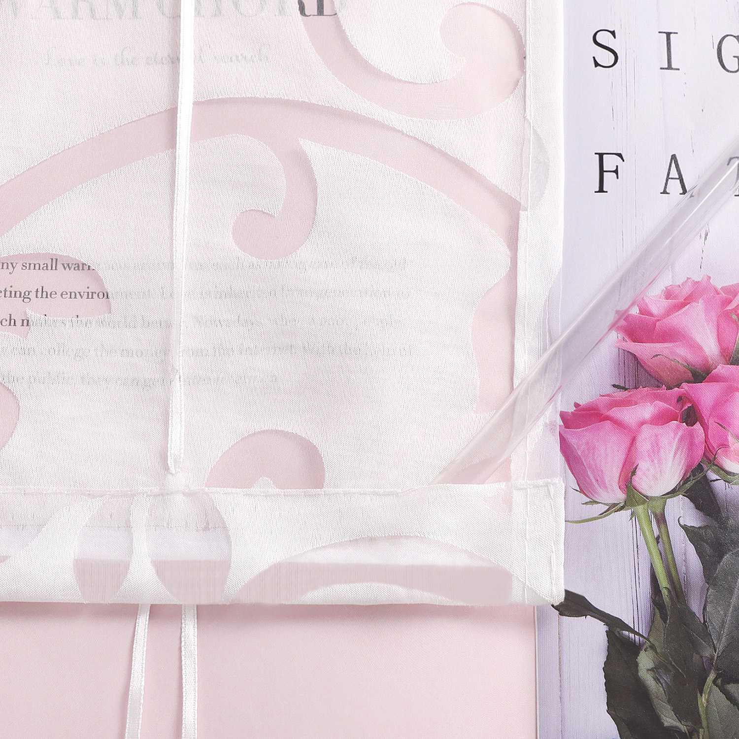 Rollos mit V-Haken transparent Burn-out-Techni Lichtfilterung Luftig Blumenmuster 1 Stück