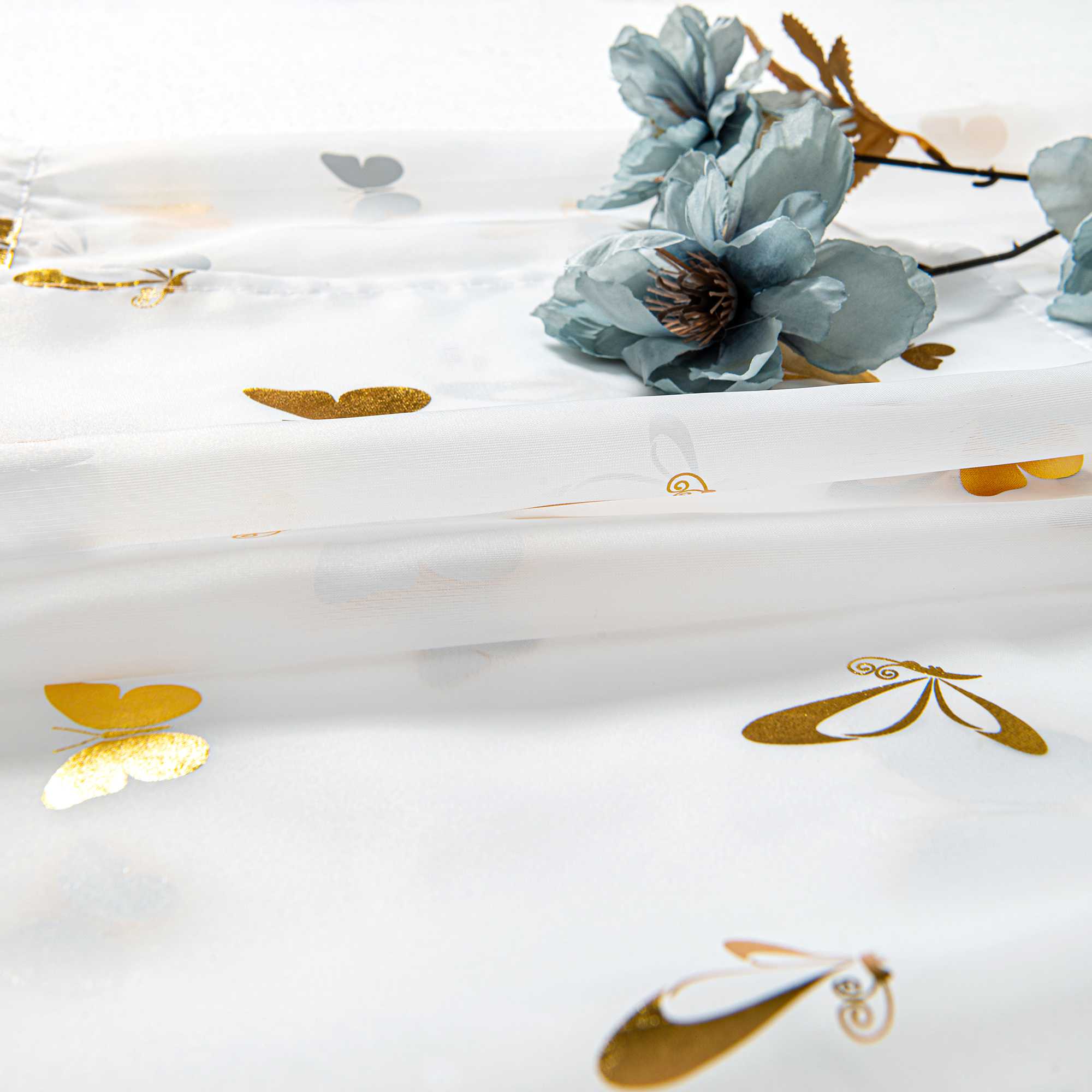 Scheibengardine mit Schmetterling Glanzdruck Transparent Küche Gardinen