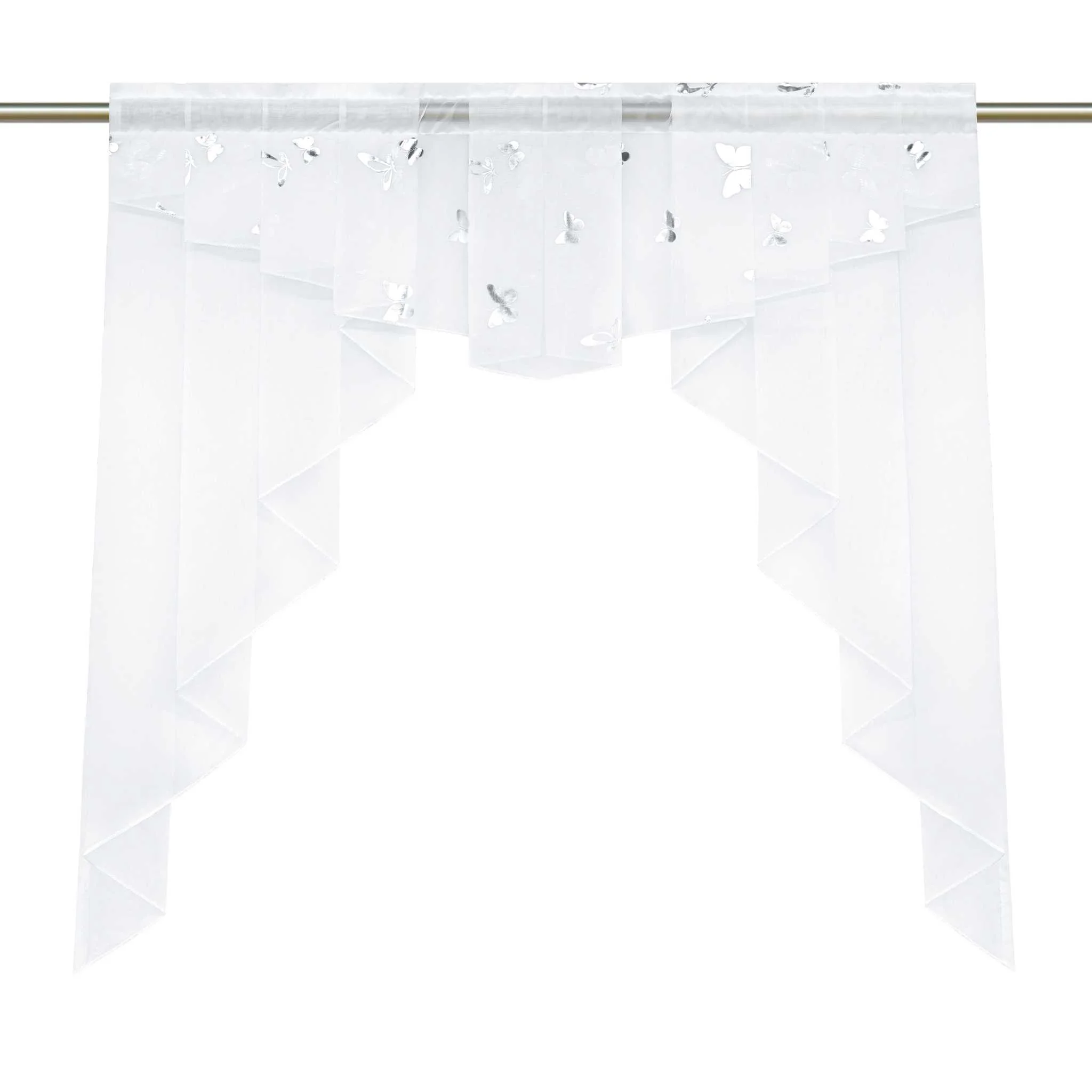 Scheibengardine Bistrogardine durch Tunnelzug Doppelschichtige Vorhangkopf Küchengardinen mit Schmetterlingsmuster