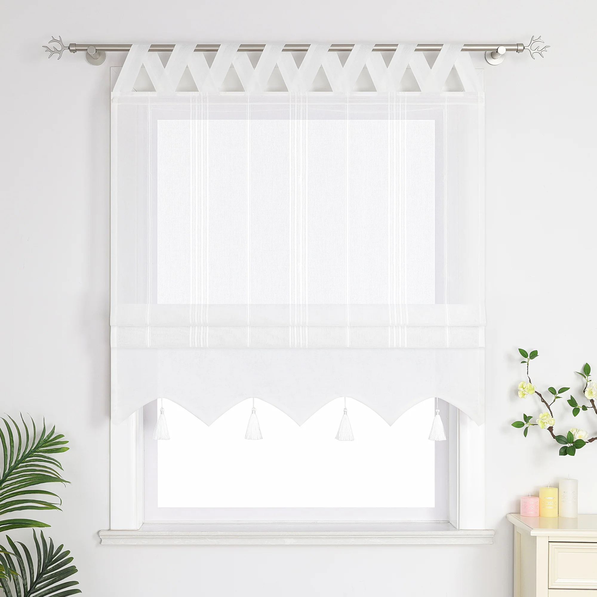 Delien Raffrollo mit Schlaufen und Quasten | Elegantes Design für stilvolle Fenster