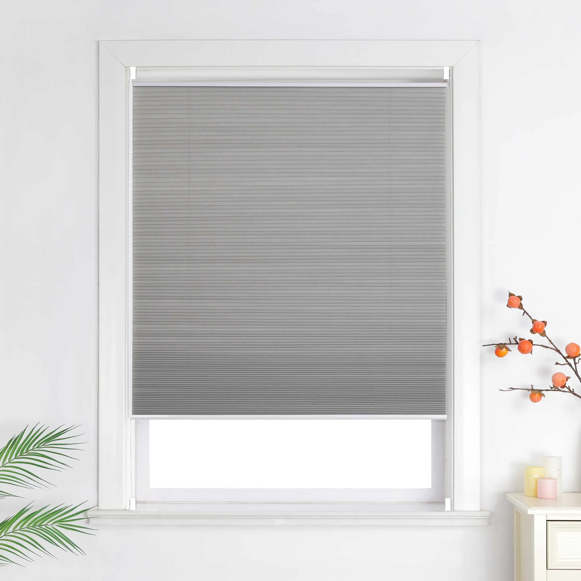 Plissee Gardinen Grau mit Wabenstruktur