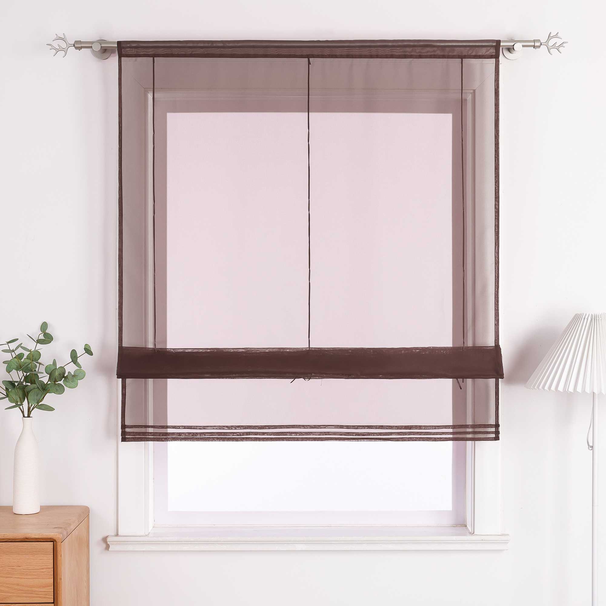 Rollos durch Stangendurchzug Transparente Luftig Unifarbig 1 Stück