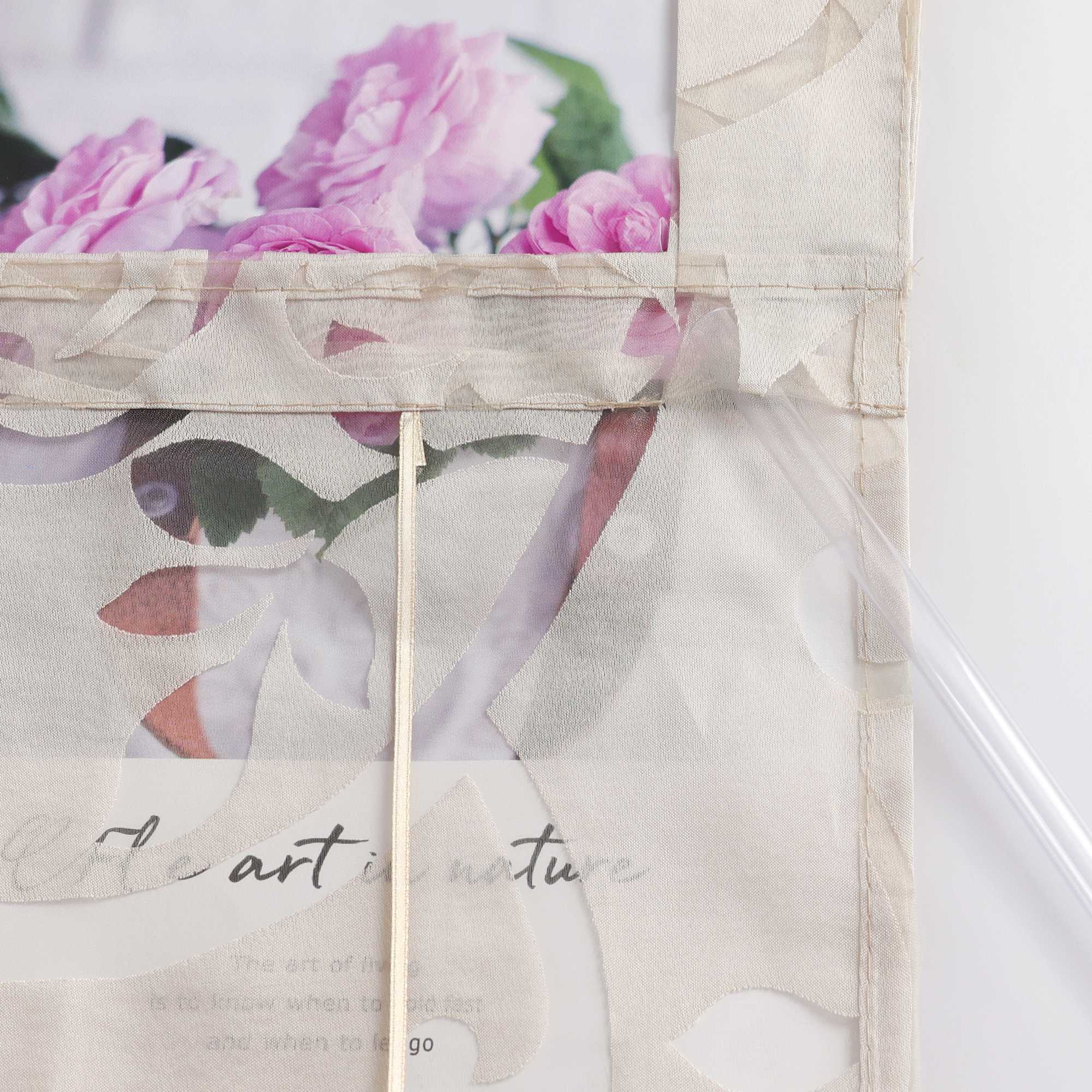 Transparente Schlaufengardine mit Blumenmuster Café Fenstergardine Raffrollos 1 Stück